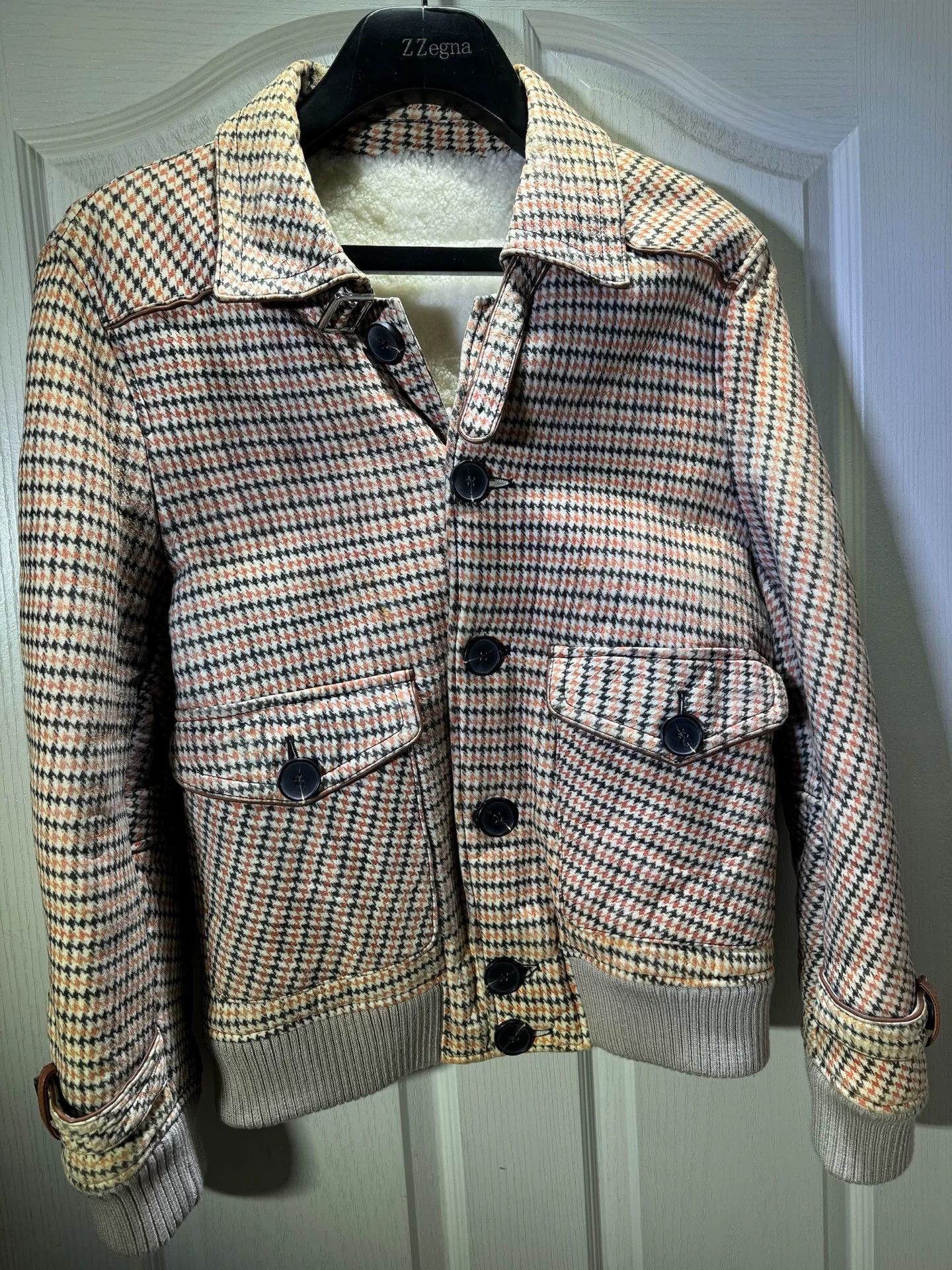 Prada Prada Men's Houndstooth Fur Jacket Size US M / EU 48-50 / 2 - 8 Thumbnail