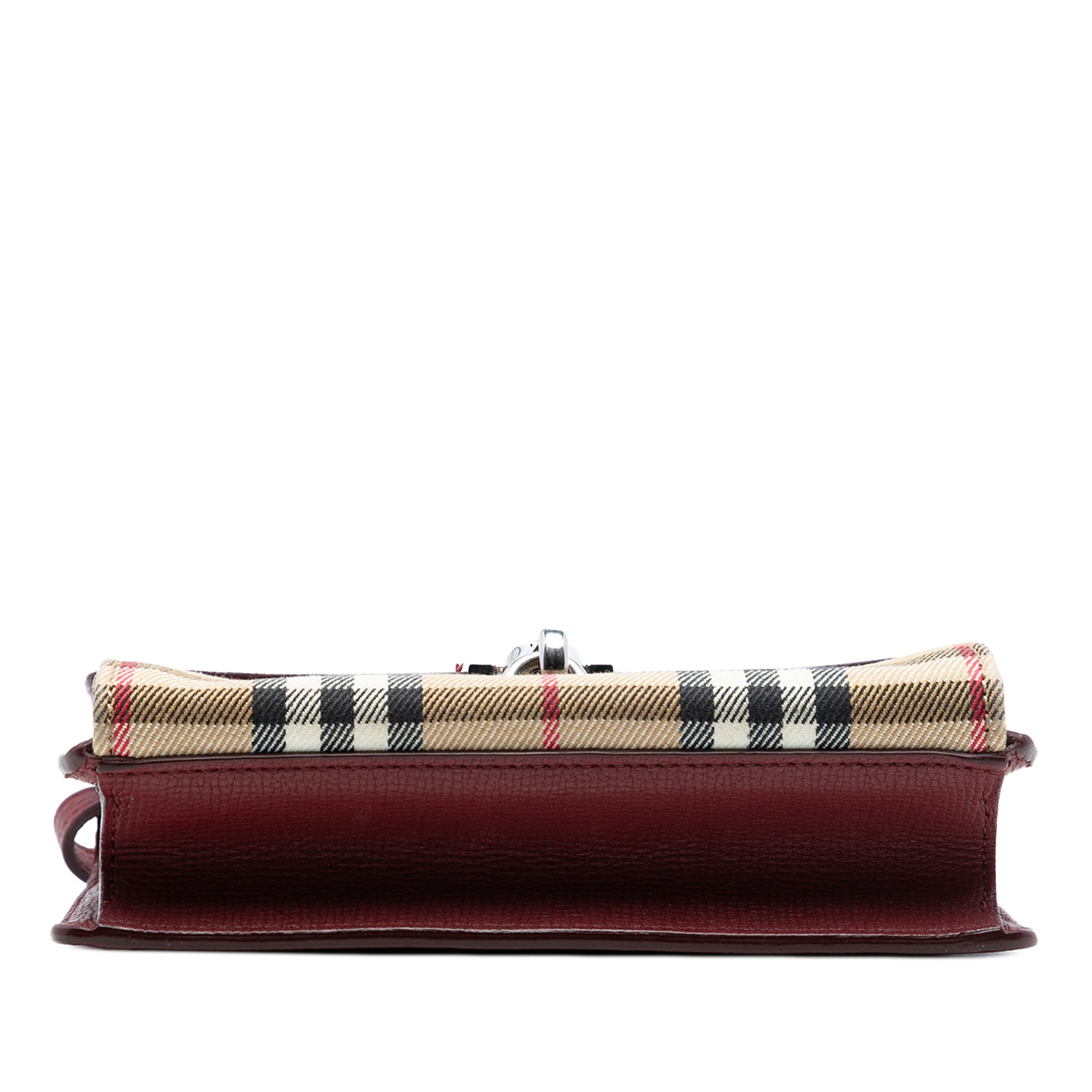 Burberry Burberry Small Leather and House Check Canvas Derby Macken Crossbody Size ONE SIZE - 3 Thumbnail