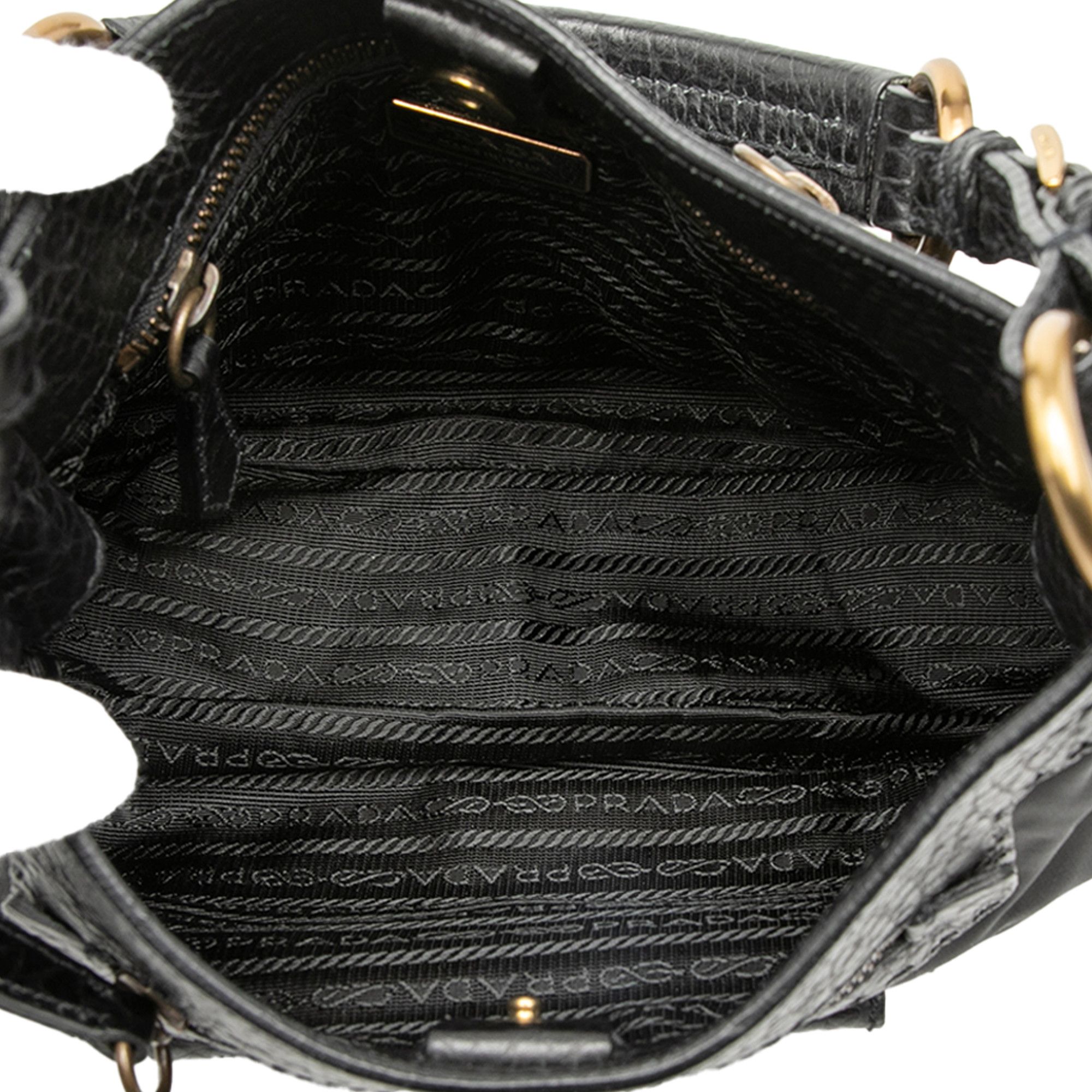 Prada Prada Vitello Daino Trimmed Tessuto Shoulder Bag Size ONE SIZE - 4 Thumbnail
