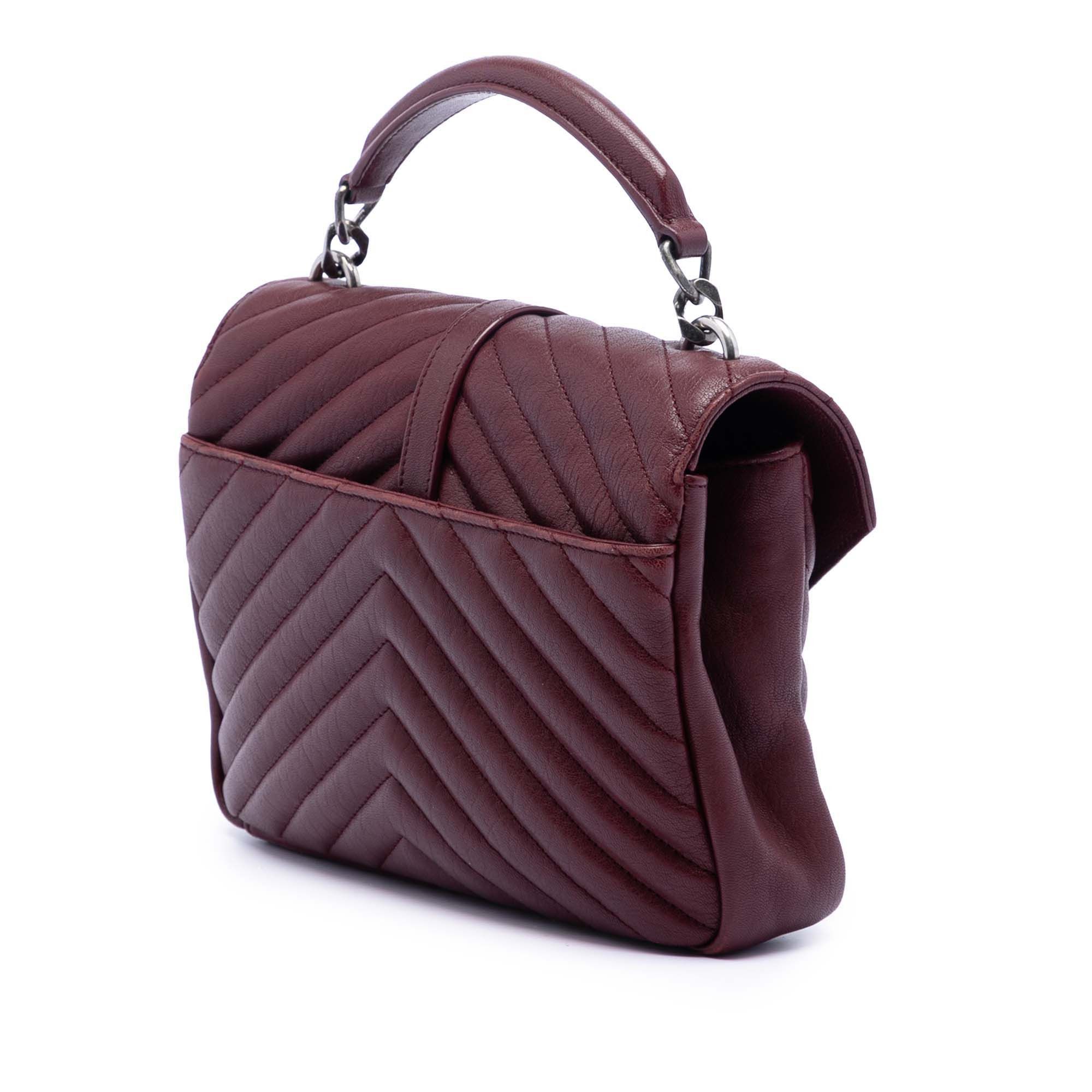 Yves Saint Laurent Yves Saint Laurent Medium Chevron Sheepskin Monogram College Satchel Size ONE SIZE - 2 Thumbnail