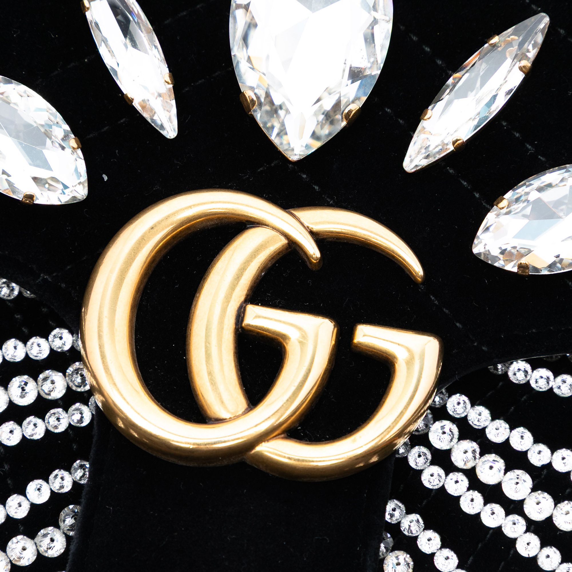 Gucci Gucci Medium GG Marmont Matelasse Velvet Crystal Embellished Shoulder Bag Size ONE SIZE - 6 Thumbnail