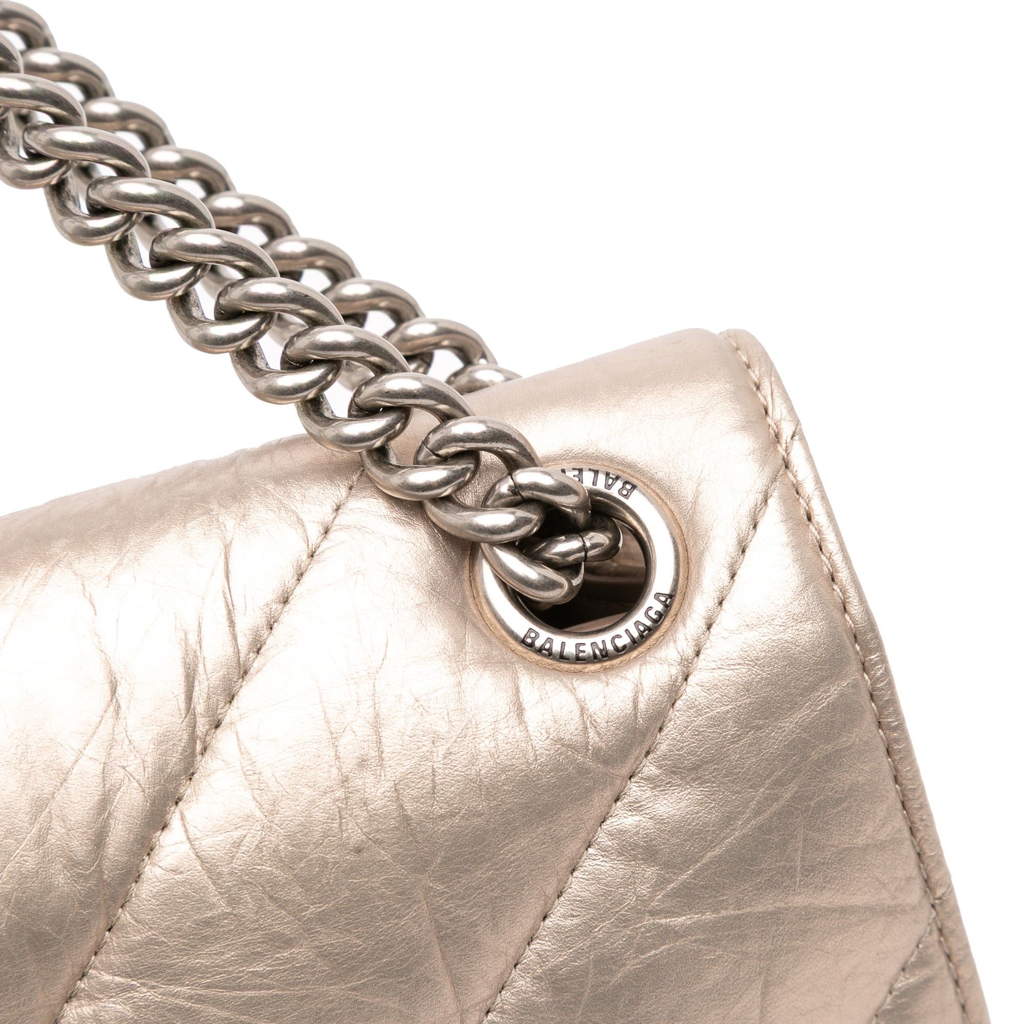 Balenciaga Small Metallic Calfskin Crush Chain Shoulder Bag Size ONE SIZE - 8 Thumbnail