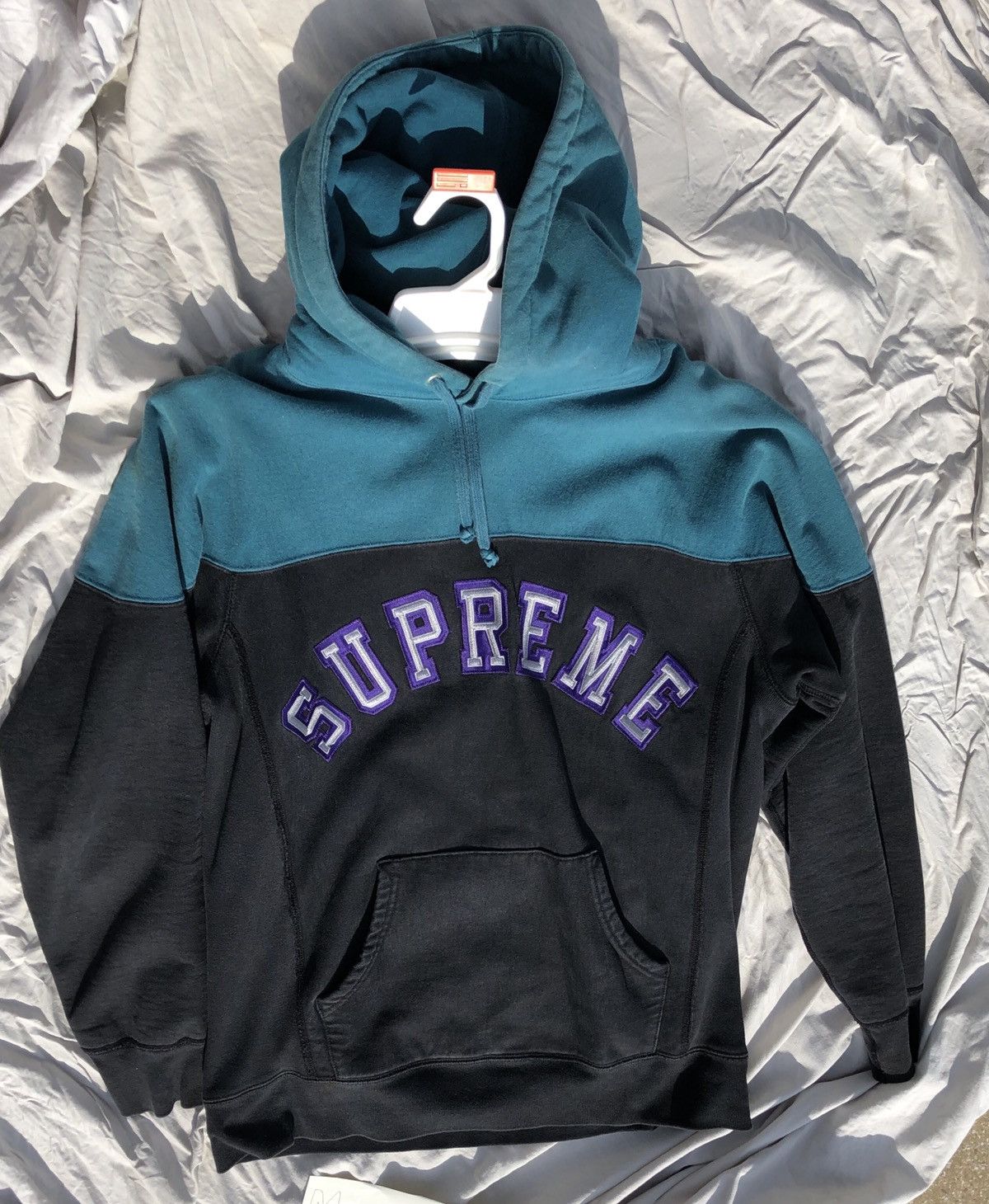 Supreme Two Tone Arc Logo Hoodie Teal Large Grailed