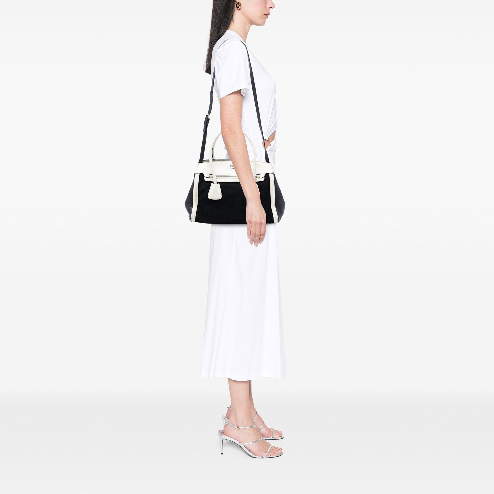 Prada Bicolor Saffiano Cuir Trimmed Canvas Satchel Size ONE SIZE - 7 Thumbnail