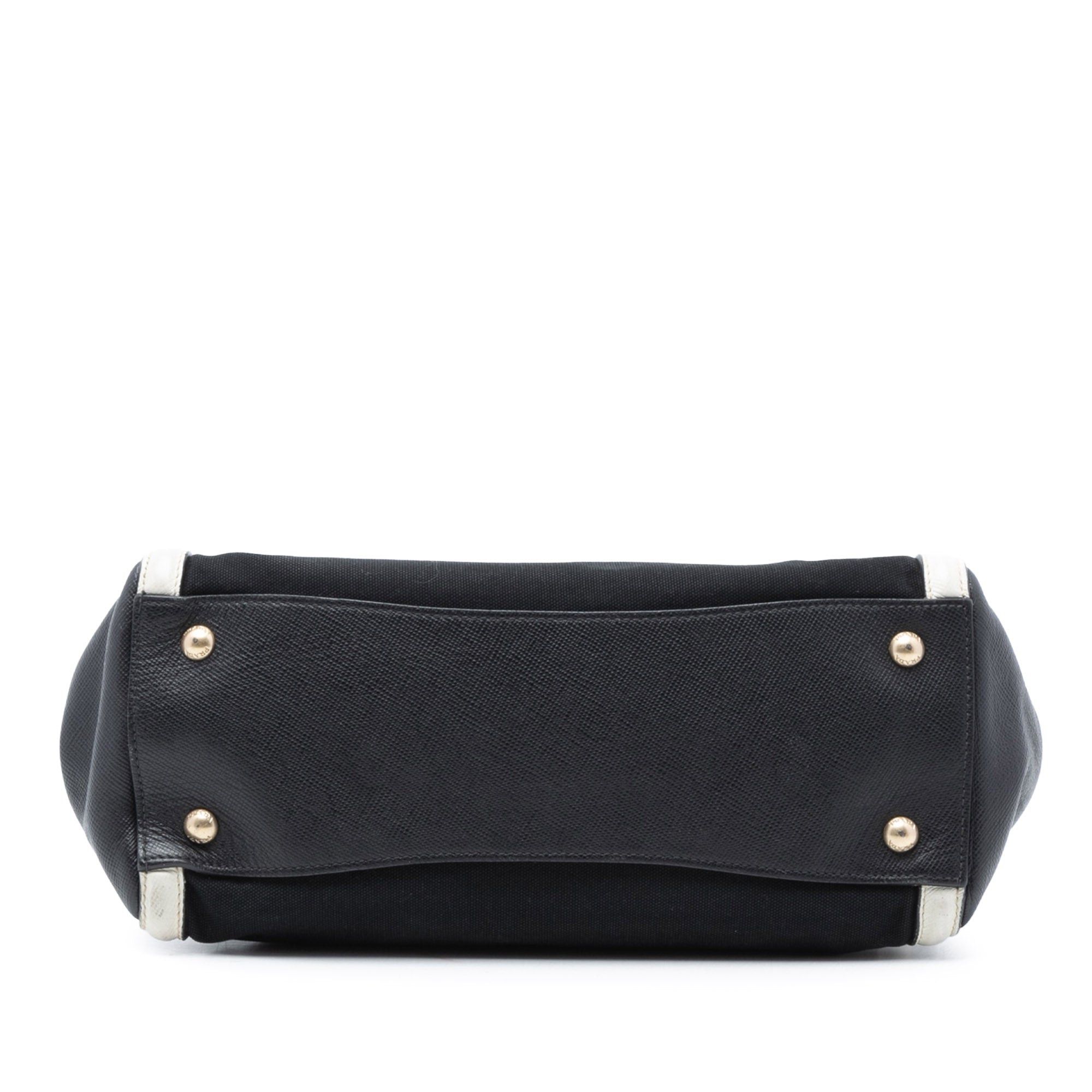 Prada Bicolor Saffiano Cuir Trimmed Canvas Satchel Size ONE SIZE - 3 Thumbnail
