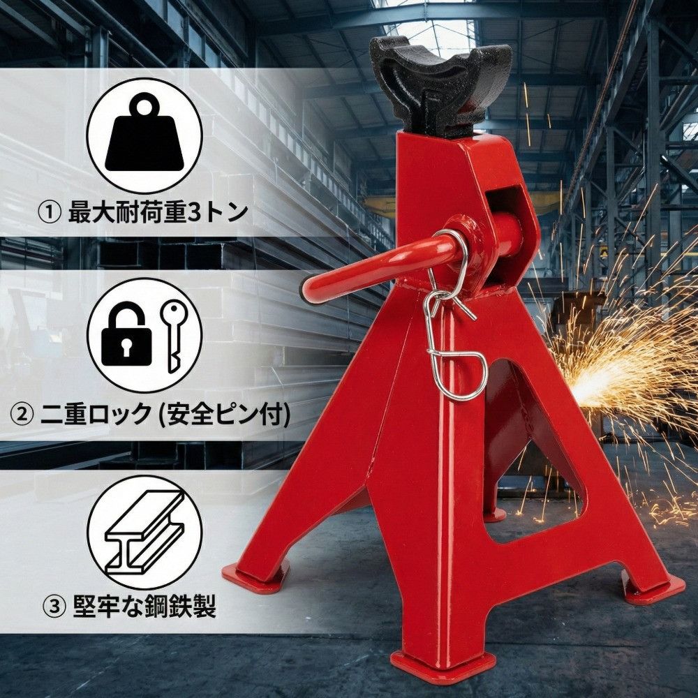 Other Other 3 Ton Adjustable Jack Stand Set of 4 for Automotive Maintenance 285-425mm Metal Other DUTY FREE for USA Size ONE SIZE - 2 Thumbnail