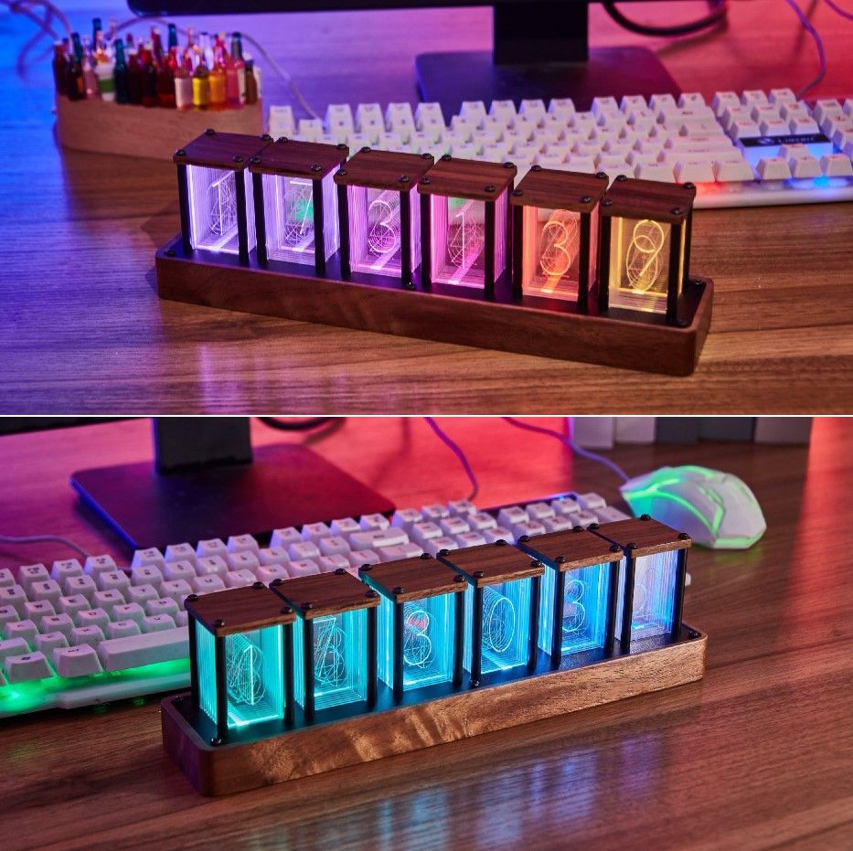 Other Other Wi-Fi RGB Nixie Tube Style LED Desk Clock Plastic / Synthetic Other DUTY FREE for USA Size ONE SIZE - 4 Thumbnail