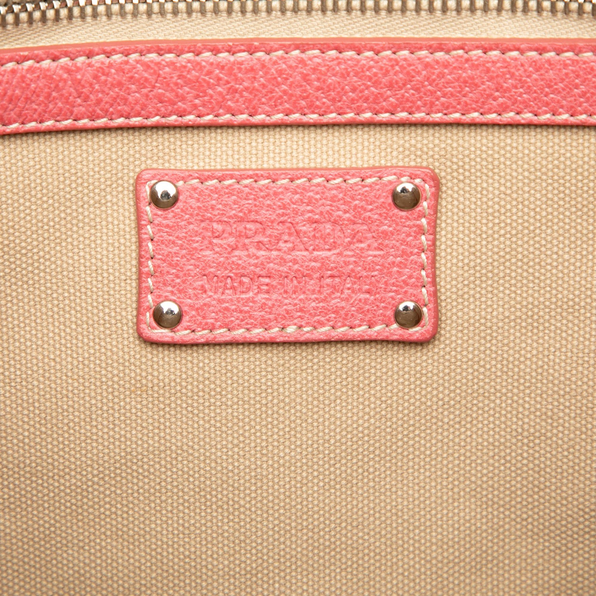 Prada Studded Leather Trimmed Canvas Front Pocket Tote Size ONE SIZE - 5 Thumbnail