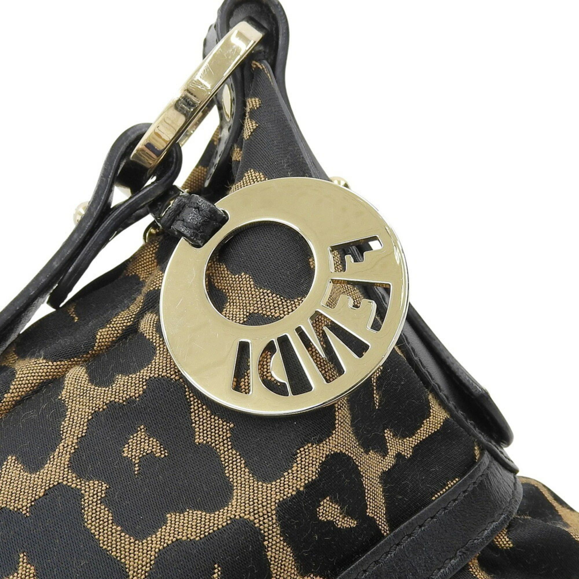 Fendi Fendi 8BR448-GT6 119-2354 Bag Canvas Leather Brown Black Leopard Print Size ONE SIZE - 5 Thumbnail
