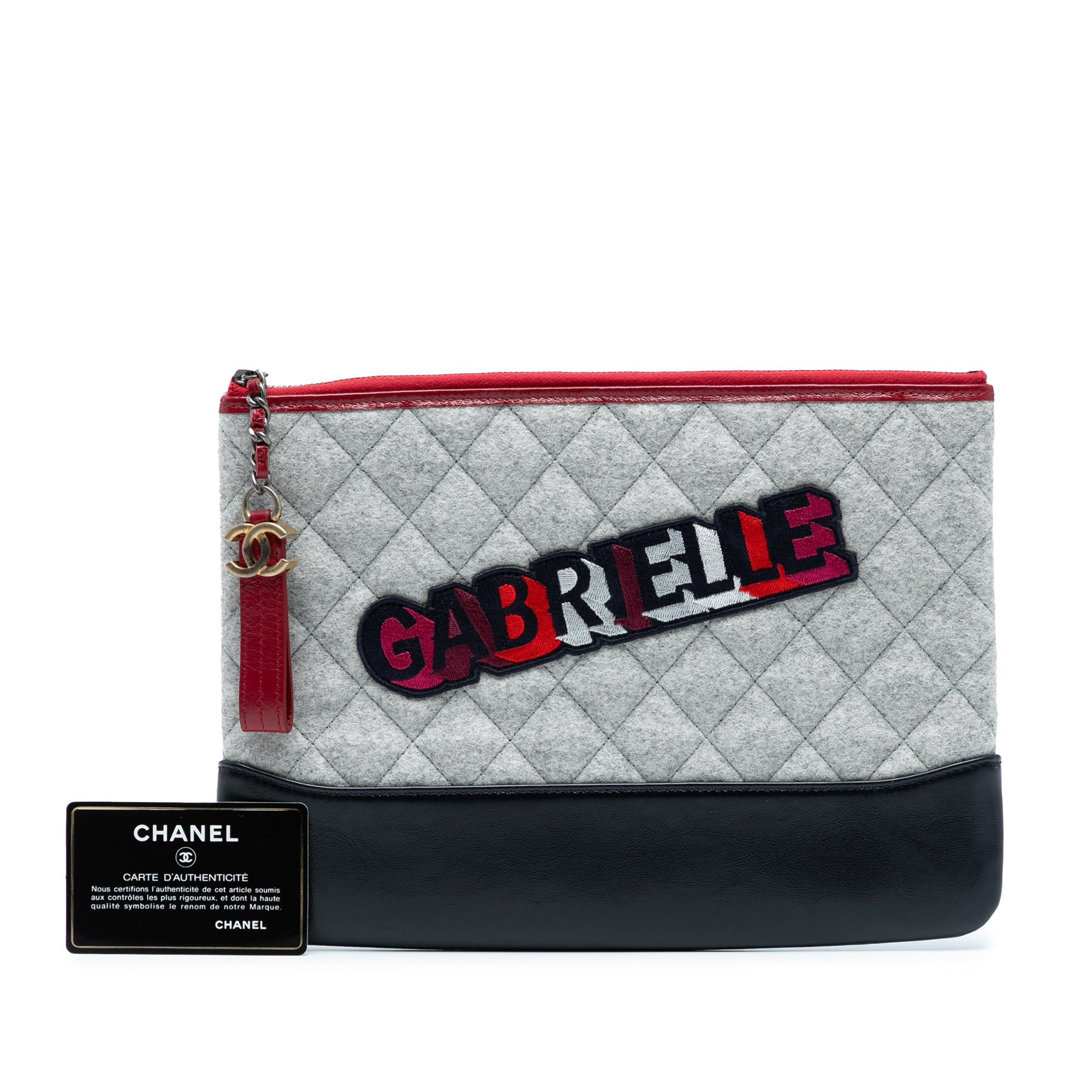 Chanel Medium Quilted Wool and Calfskin Gabrielle O Case Clutch Size ONE SIZE - 8 Thumbnail