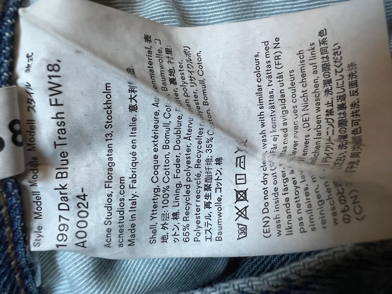Acne Studios Acne Studios 1997 datk blue trash, Blå konst Jeans Size 27" / US 4 / IT 40 - 3 Thumbnail