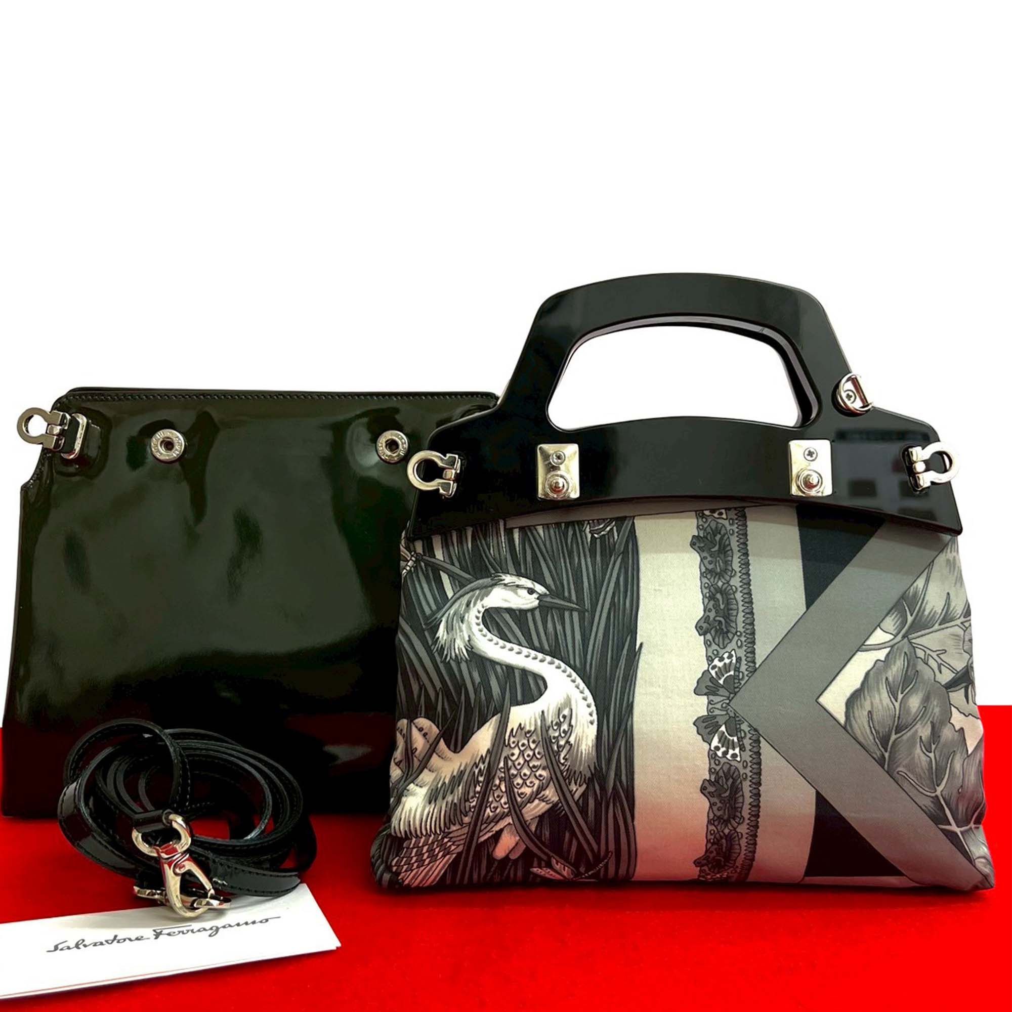 Salvatore Ferragamo Salvatore Ferragamo Printed Canvas Acrylic Top Handle Bag Size ONE SIZE - 10 Thumbnail