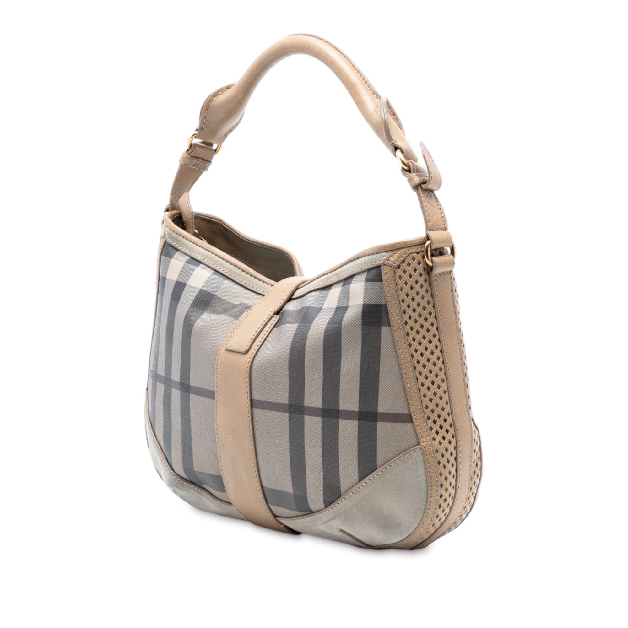 Burberry Smoke Check Coated Canvas Bartow Hobo Size ONE SIZE - 2 Thumbnail