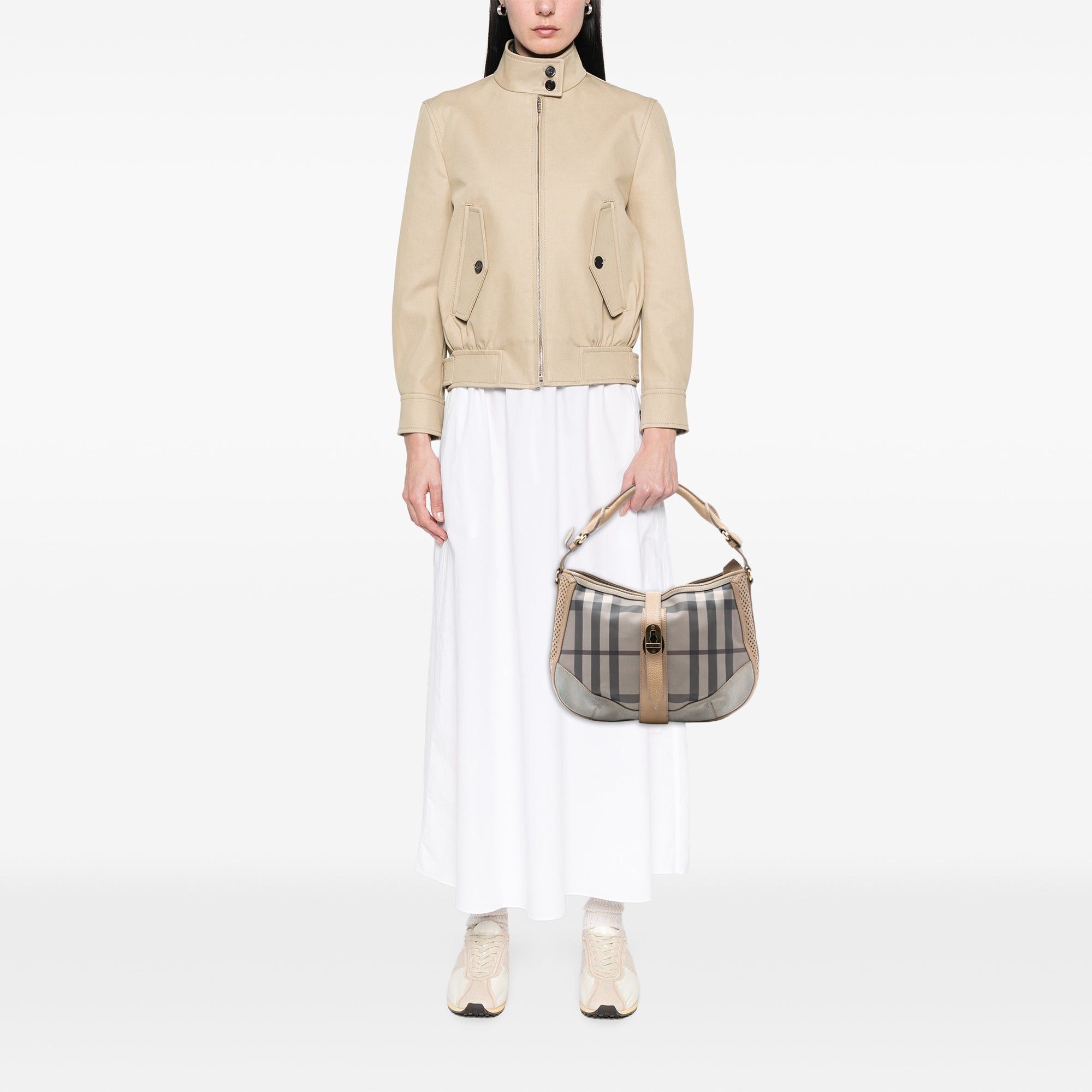 Burberry Smoke Check Coated Canvas Bartow Hobo Size ONE SIZE - 7 Thumbnail