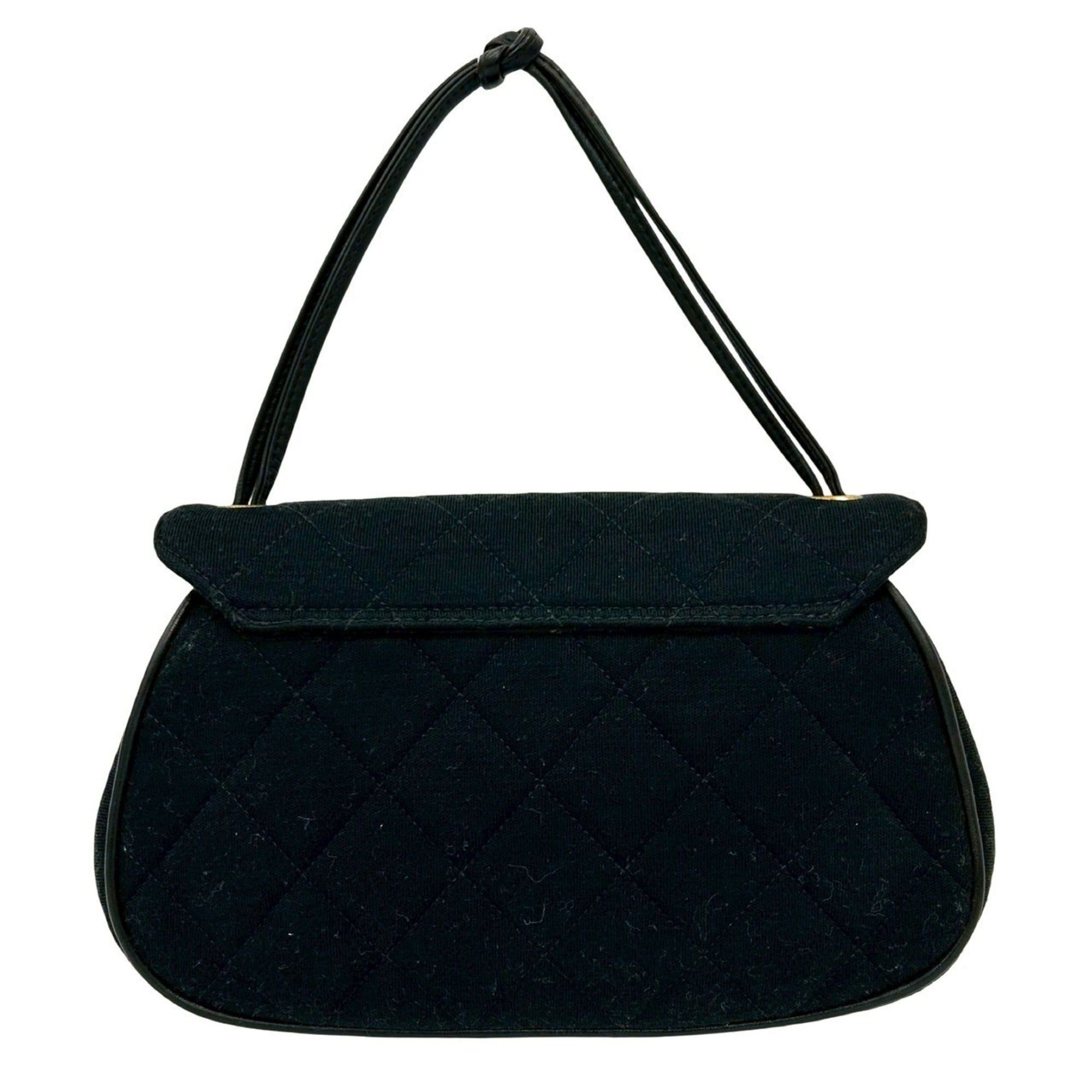 Chanel CHANEL Turnlock Quilted Cotton and Leather Handbag, Black, 26335 Size ONE SIZE - 3 Thumbnail