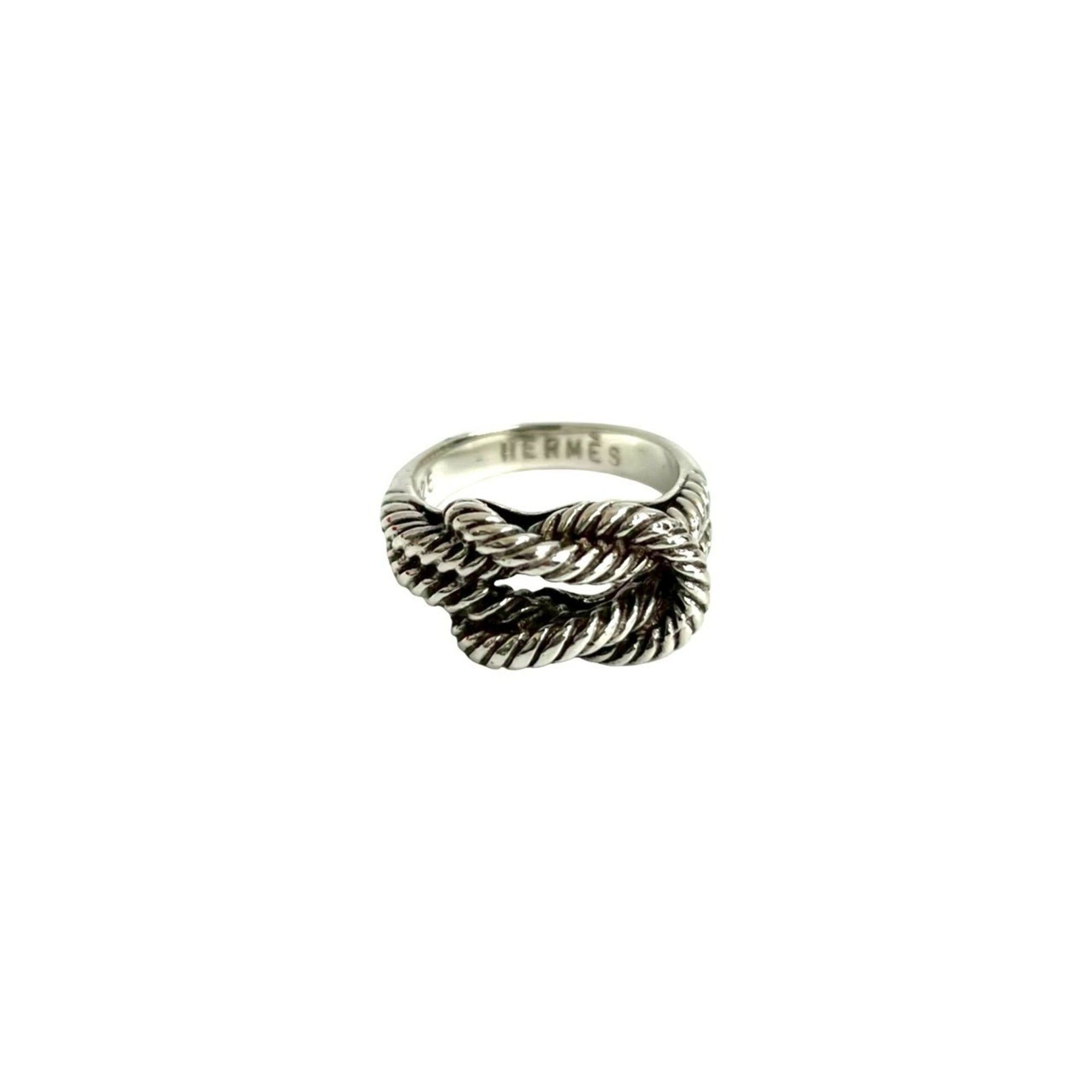 Hermes HERMES Audienne Twisted Rope Ring in Sterling Silver, Size 7, 42703 Size ONE SIZE - 6 Thumbnail