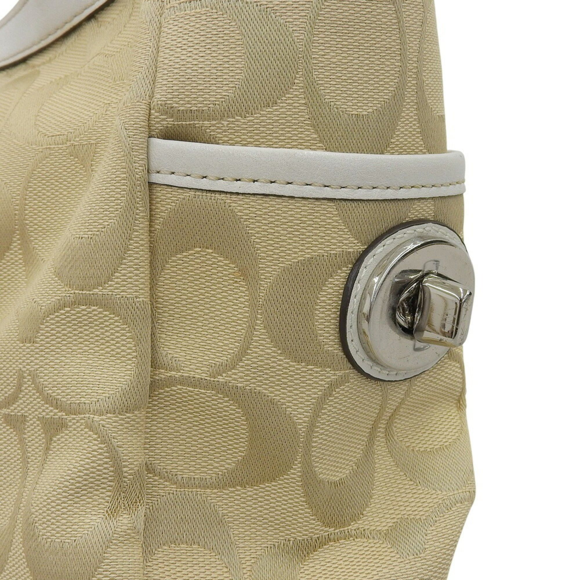 Coach Coach Signature Handbag F14281 Tote Bag Canvas/Leather Beige/White Size ONE SIZE - 7 Thumbnail