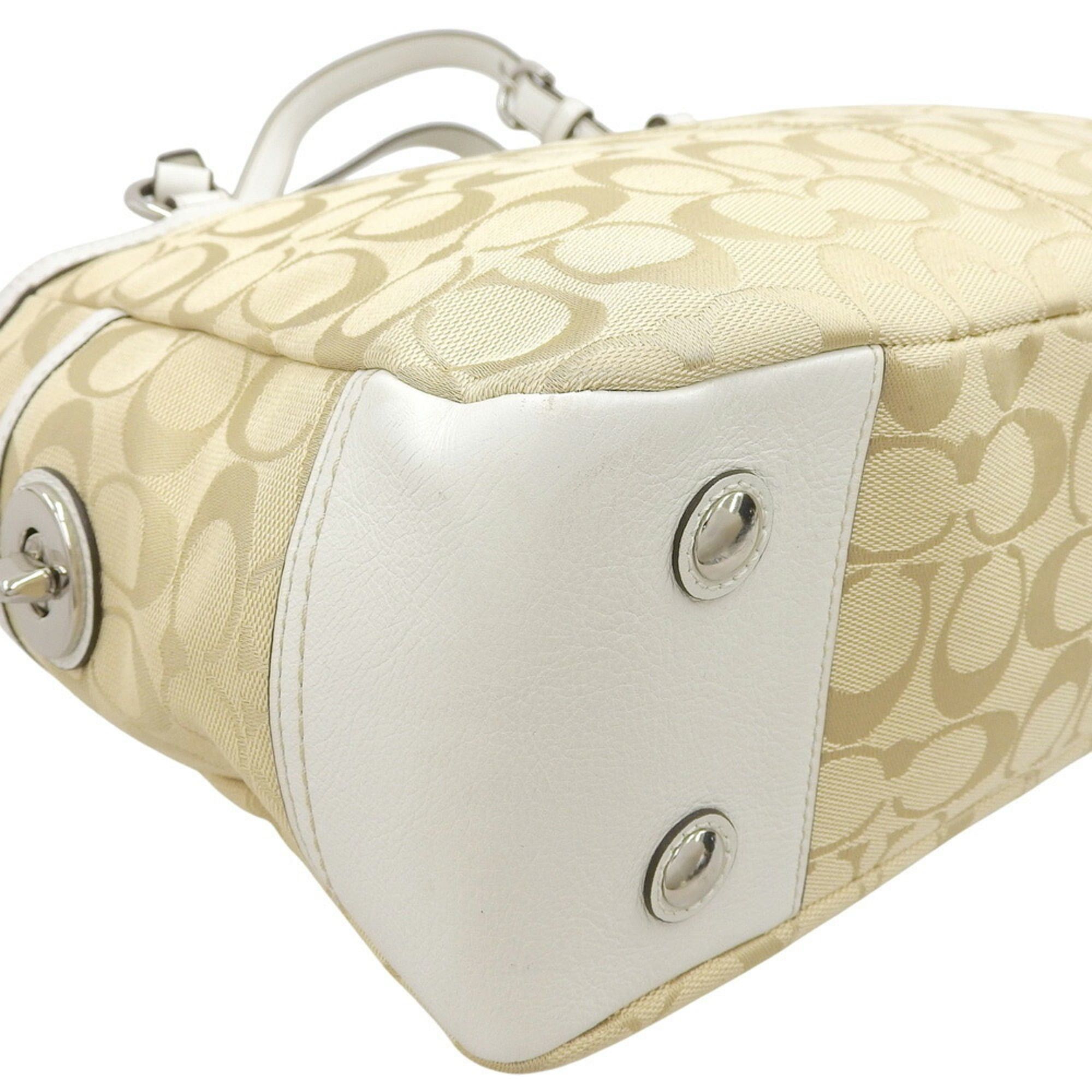 Coach Coach Signature Handbag F14281 Tote Bag Canvas/Leather Beige/White Size ONE SIZE - 4 Thumbnail
