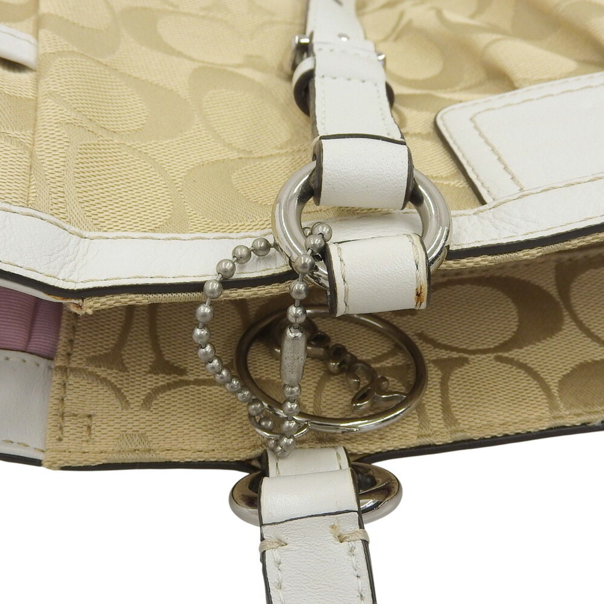 Coach Coach Signature Handbag F14281 Tote Bag Canvas/Leather Beige/White Size ONE SIZE - 6 Thumbnail