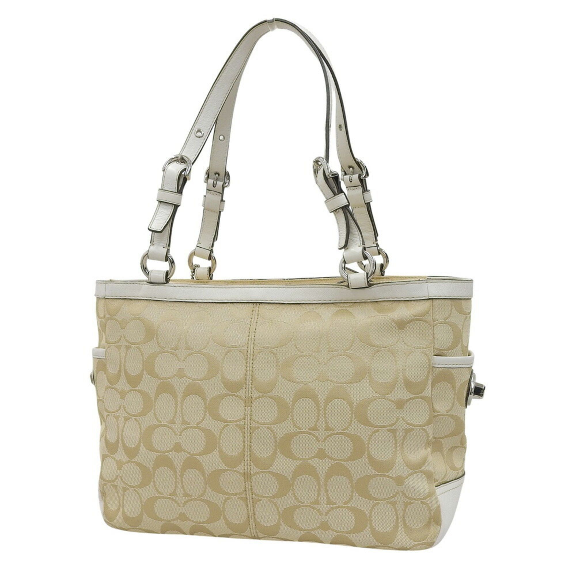 Coach Coach Signature Handbag F14281 Tote Bag Canvas/Leather Beige/White Size ONE SIZE - 2 Thumbnail