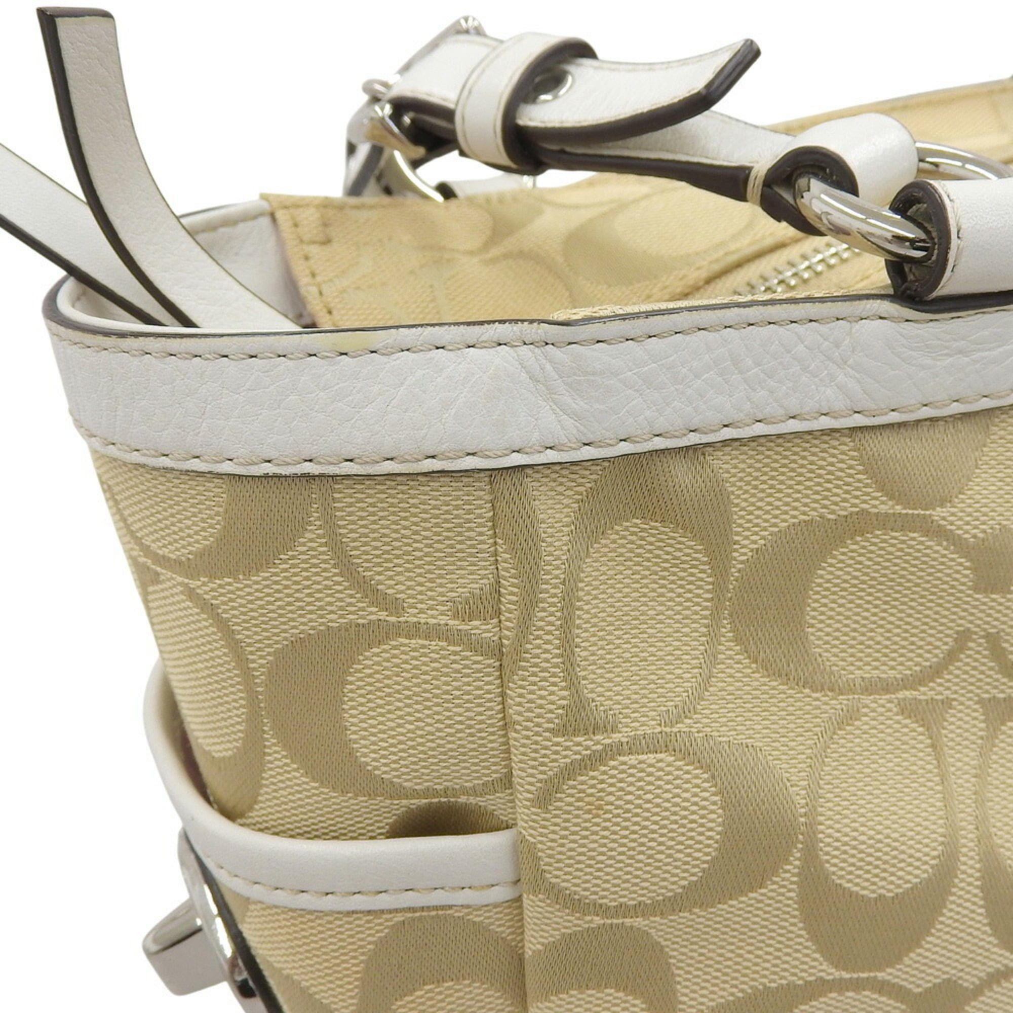 Coach Coach Signature Handbag F14281 Tote Bag Canvas/Leather Beige/White Size ONE SIZE - 5 Thumbnail