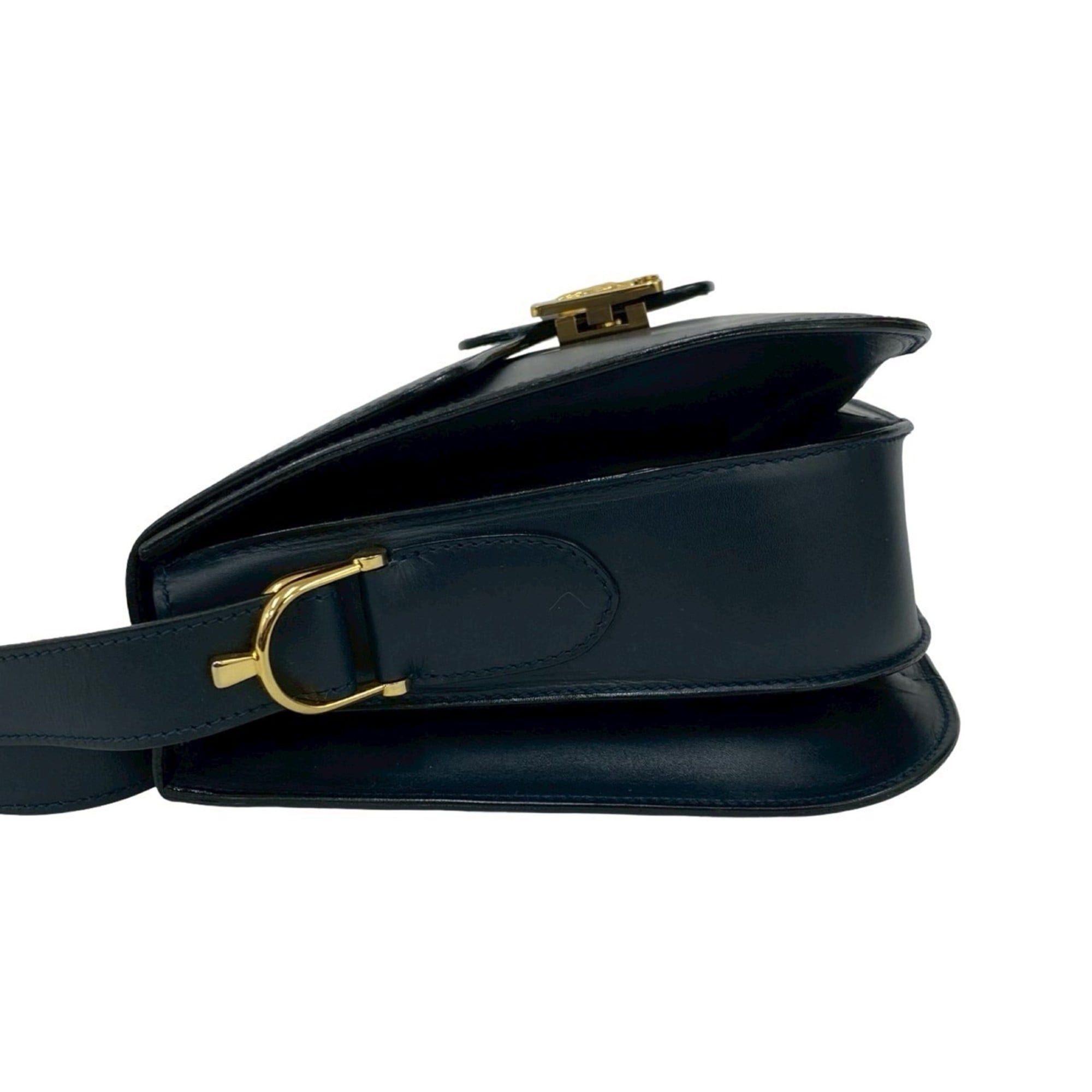 Celine CELINE Carriage Hardware Calf Leather Shoulder Bag/Pochette/Sacoche in Navy Blue 26169 Size ONE SIZE - 5 Thumbnail