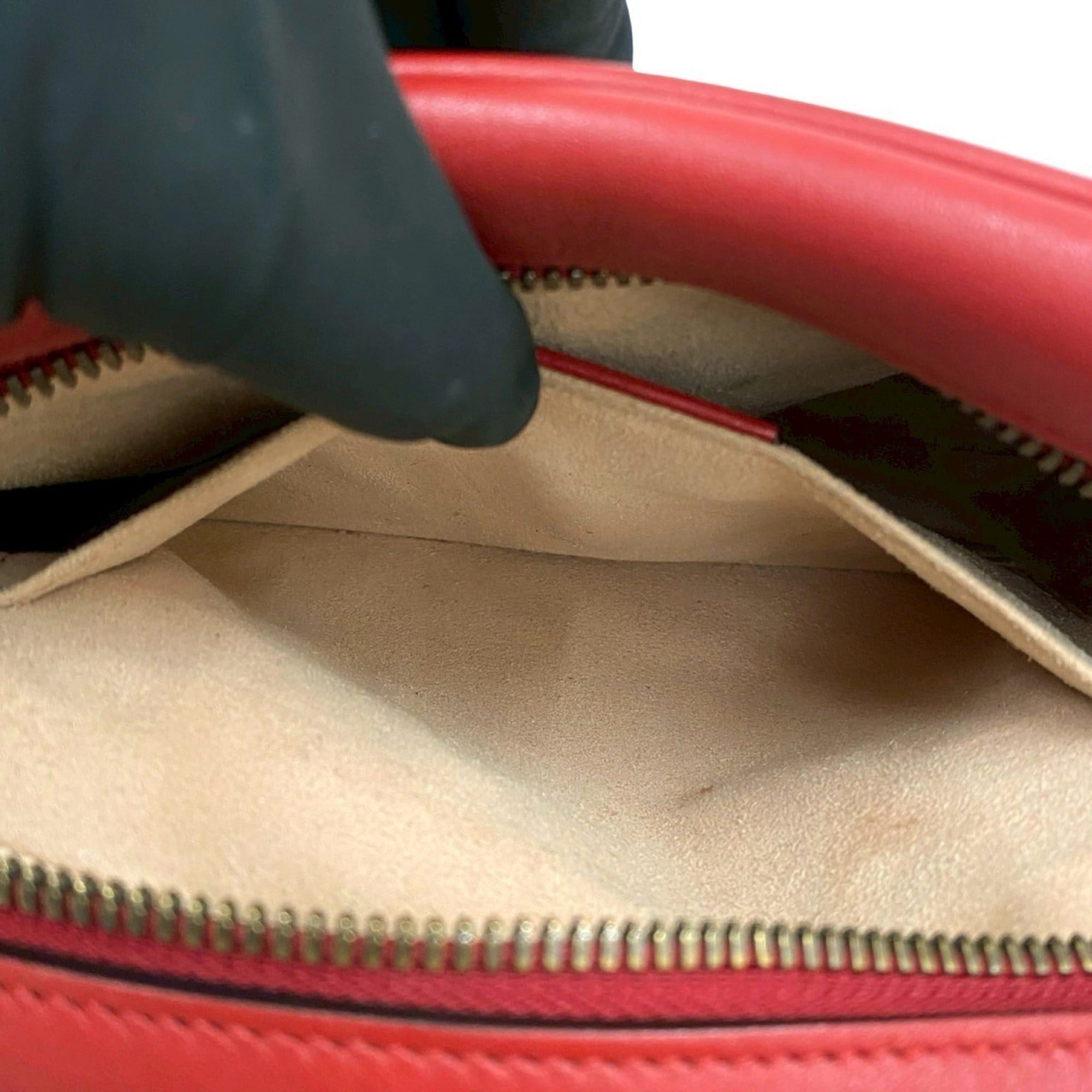 Gucci GUCCI GG Marmont Quilted Leather Mini Chain Shoulder Bag/Pochette/Sacoche in Red 18327 Size ONE SIZE - 10 Thumbnail