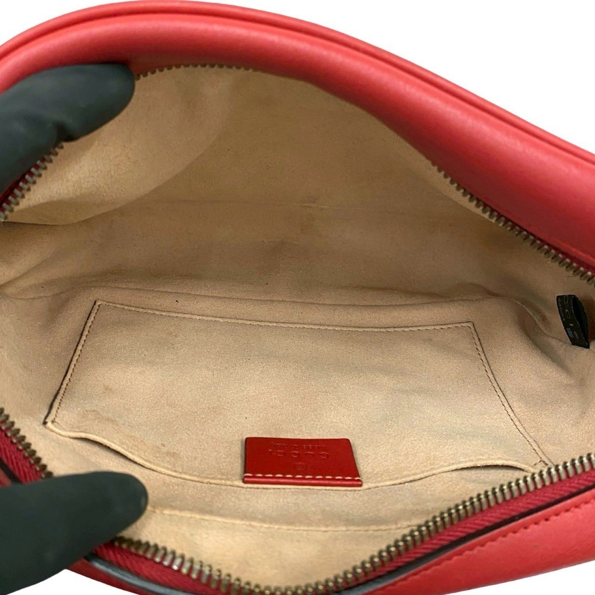 Gucci GUCCI GG Marmont Quilted Leather Mini Chain Shoulder Bag/Pochette/Sacoche in Red 18327 Size ONE SIZE - 9 Thumbnail