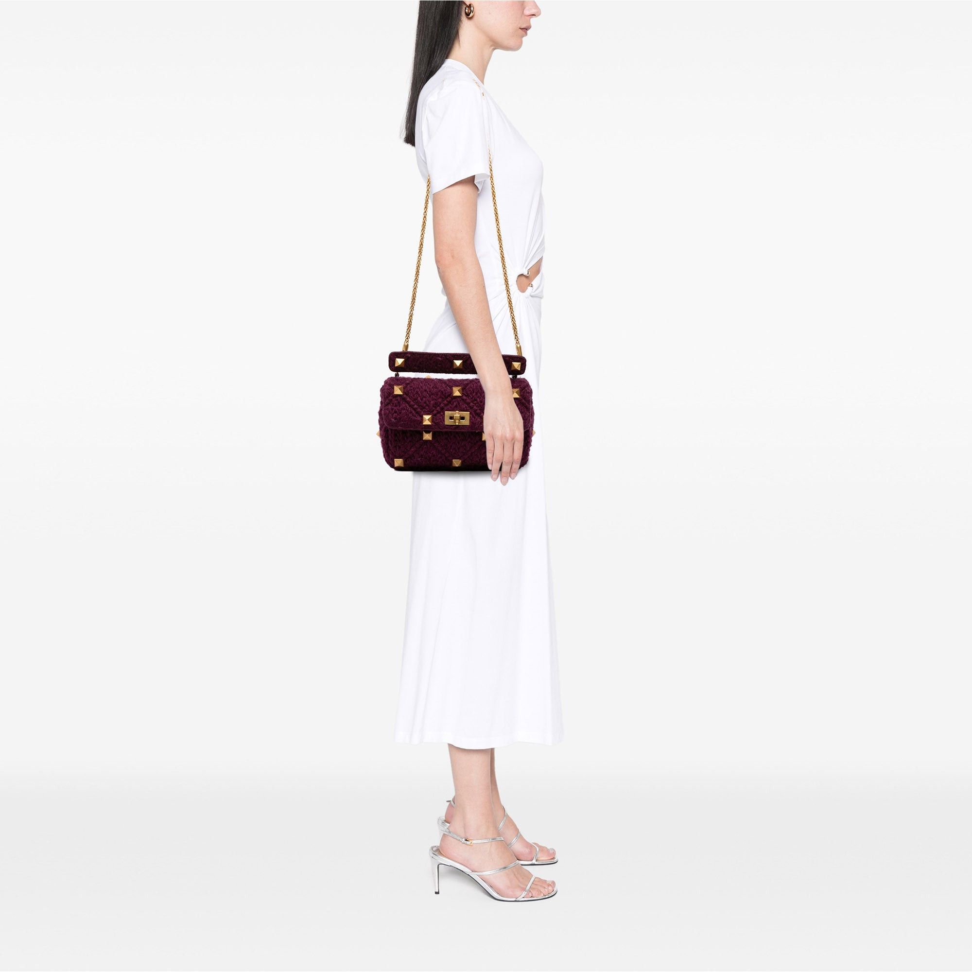 Valentino Large Knit Roman Stud Satchel Size ONE SIZE - 11 Thumbnail