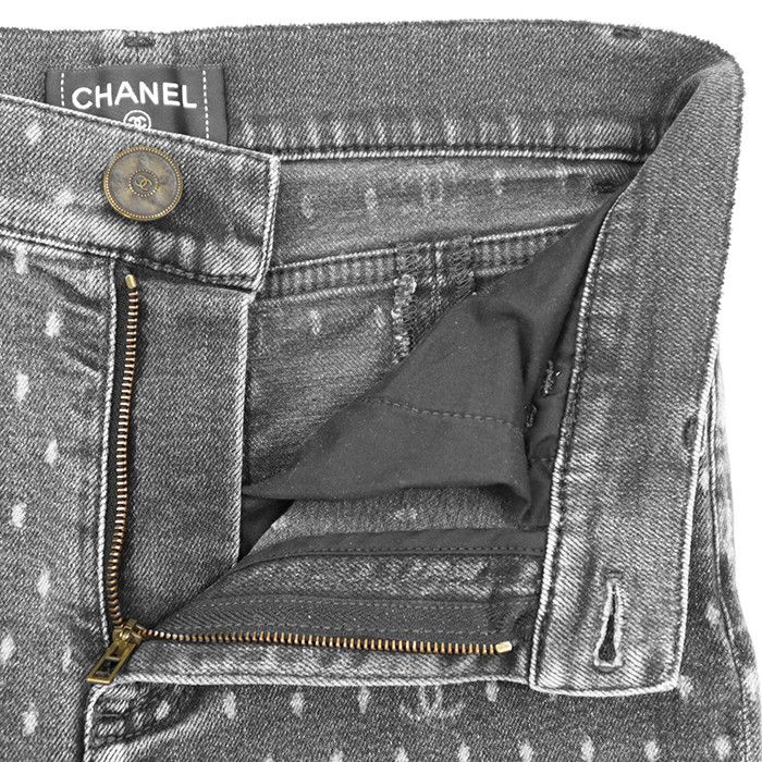 Chanel Chanel Chanel Signature Logo Dot Stretch Denim Jeans Textile Jeans P74514 DUTY FREE for USA Size ONE SIZE - 3 Thumbnail