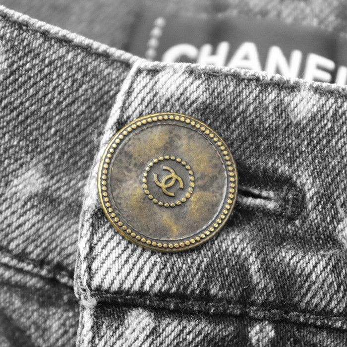 Chanel Chanel Chanel Signature Logo Dot Stretch Denim Jeans Textile Jeans P74514 DUTY FREE for USA Size ONE SIZE - 4 Thumbnail