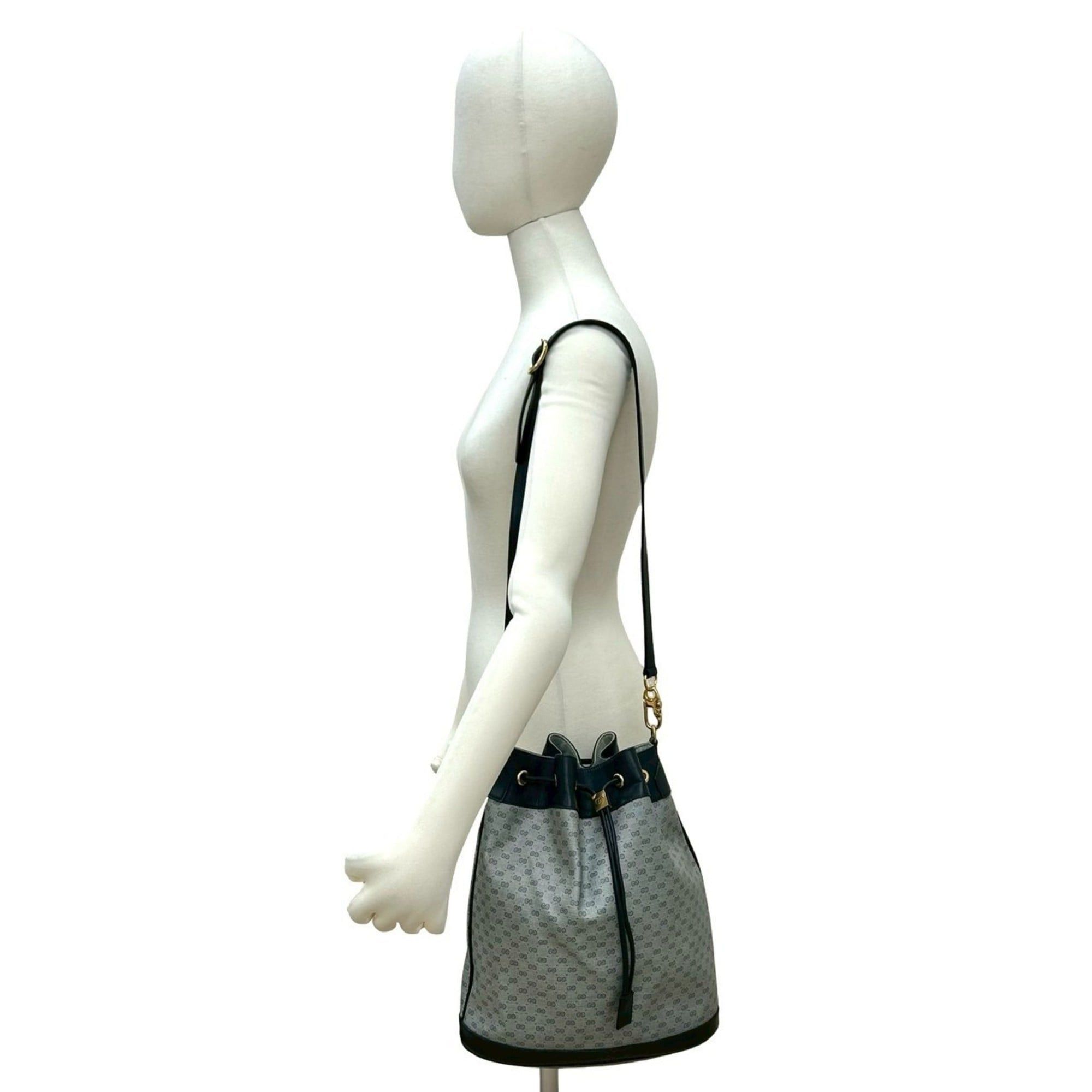 Gucci GUCCI Old Gucci Micro GG Leather Drawstring Shoulder Bag, Navy, 95735 Size ONE SIZE - 2 Thumbnail