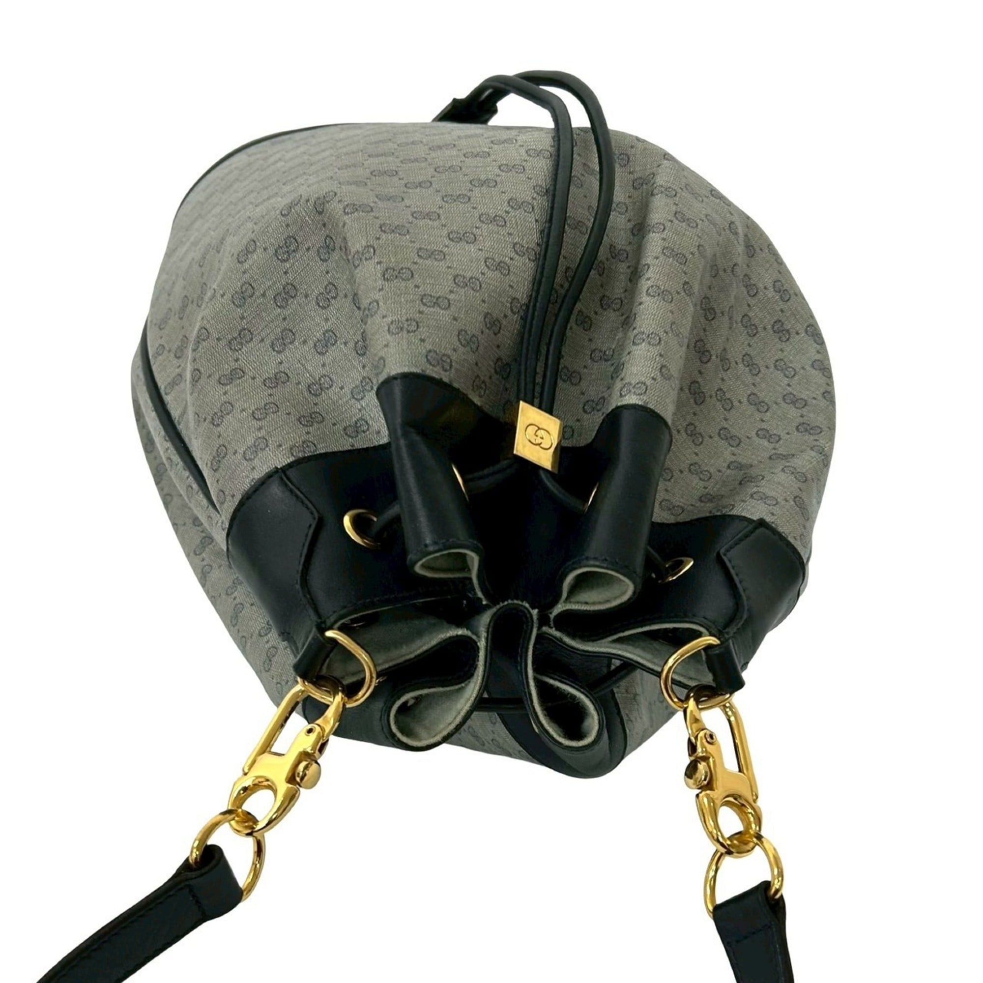 Gucci GUCCI Old Gucci Micro GG Leather Drawstring Shoulder Bag, Navy, 95735 Size ONE SIZE - 4 Thumbnail