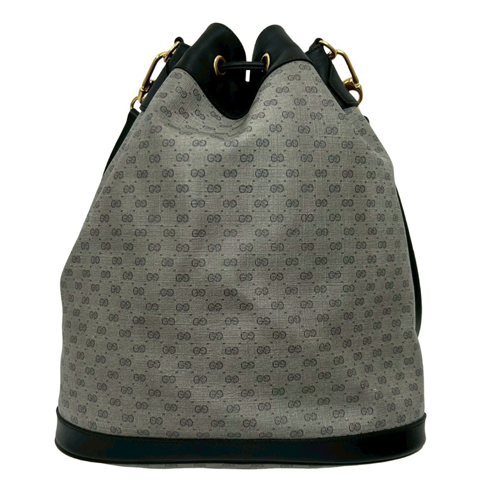 Gucci GUCCI Old Gucci Micro GG Leather Drawstring Shoulder Bag, Navy, 95735 Size ONE SIZE - 3 Thumbnail