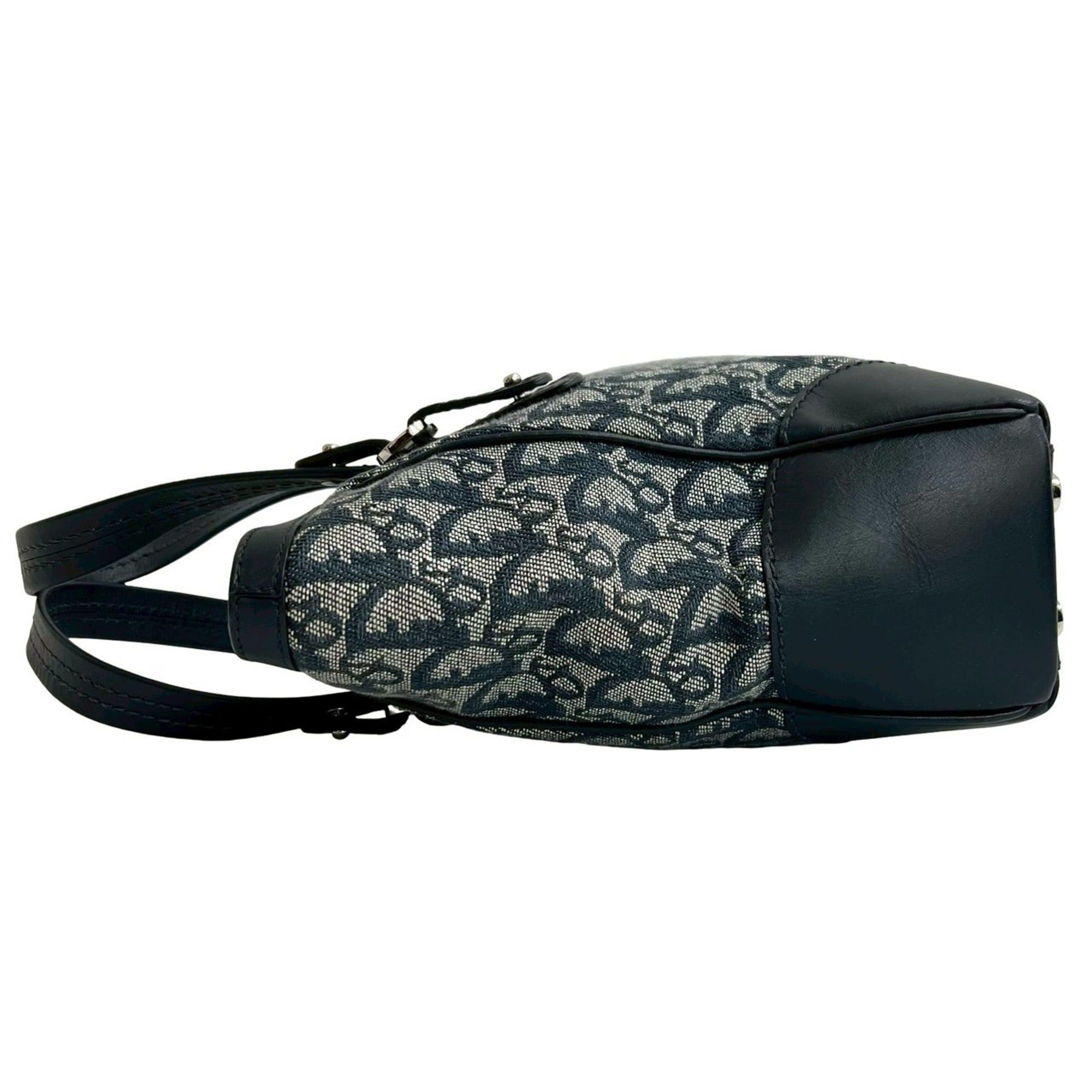 Dior Christian Dior Trotter CD Canvas and Leather Handbag Mini Tote Bag Navy 38971 Size ONE SIZE - 5 Thumbnail