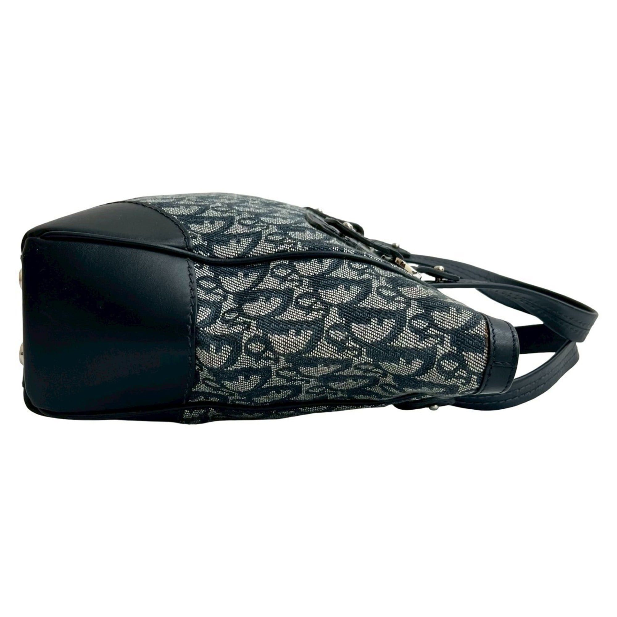 Dior Christian Dior Trotter CD Canvas and Leather Handbag Mini Tote Bag Navy 38971 Size ONE SIZE - 6 Thumbnail