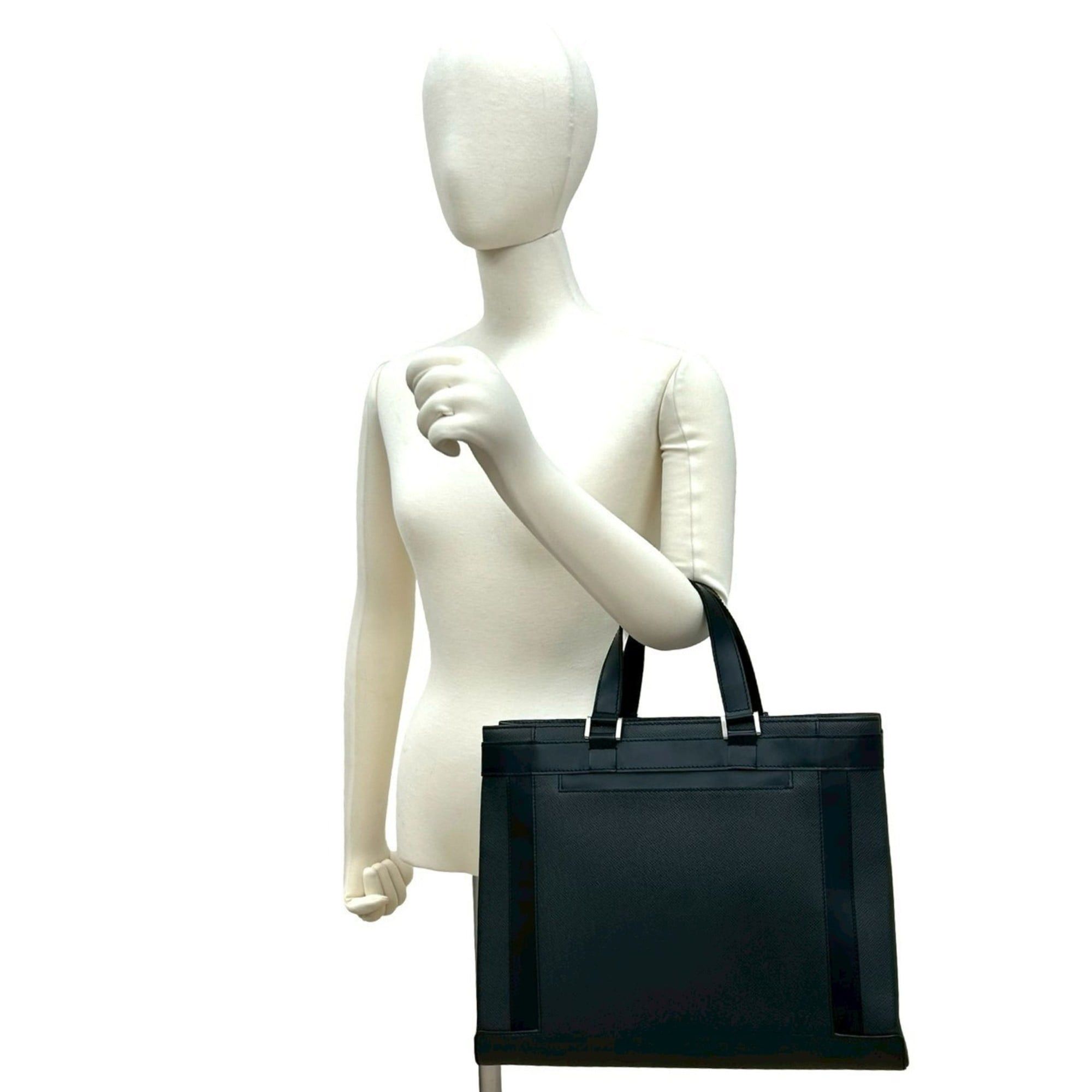 Louis Vuitton LOUIS VUITTON Casbeck Taiga Leather Tote Bag, Business Noir, Black, 00655 Size ONE SIZE - 2 Thumbnail