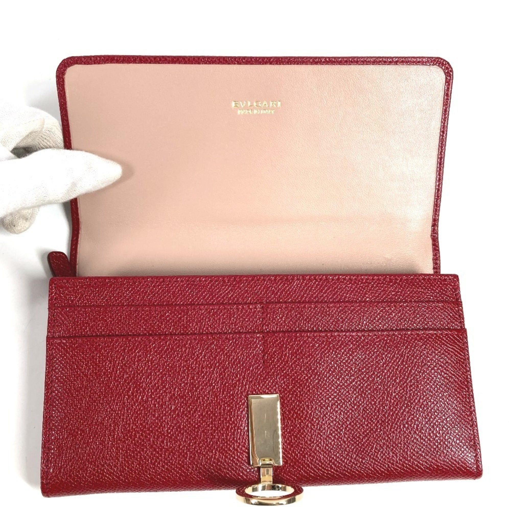Bvlgari BVLGARI Logo Clip Bifold Flap Long Wallet Leather Men's Women's Red Size ONE SIZE - 9 Thumbnail