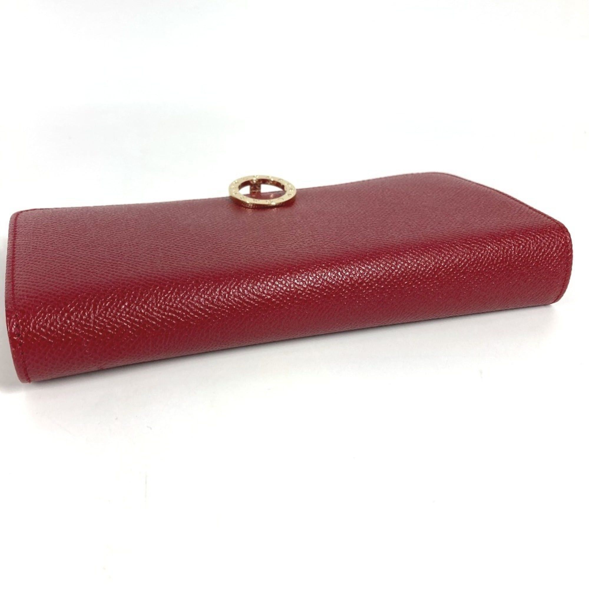 Bvlgari BVLGARI Logo Clip Bifold Flap Long Wallet Leather Men's Women's Red Size ONE SIZE - 5 Thumbnail