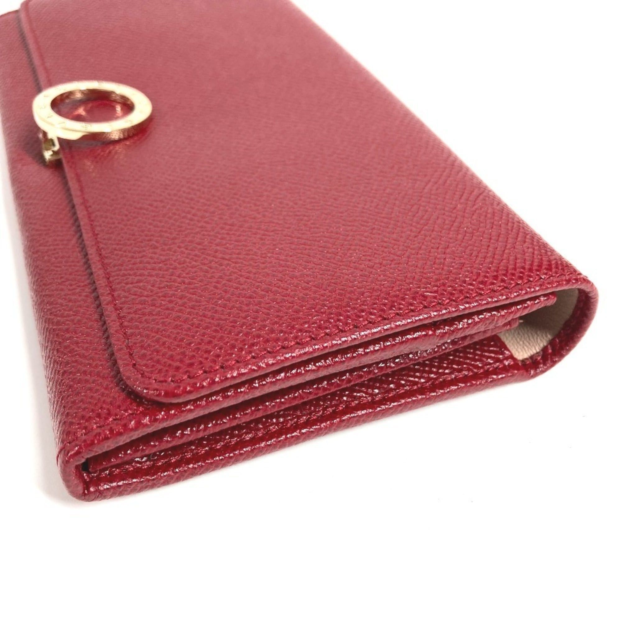 Bvlgari BVLGARI Logo Clip Bifold Flap Long Wallet Leather Men's Women's Red Size ONE SIZE - 2 Thumbnail