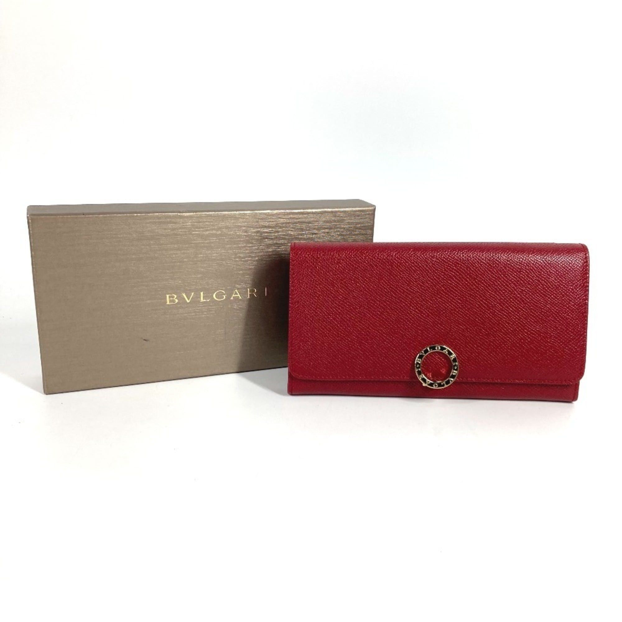 Bvlgari BVLGARI Logo Clip Bifold Flap Long Wallet Leather Men's Women's Red Size ONE SIZE - 14 Thumbnail