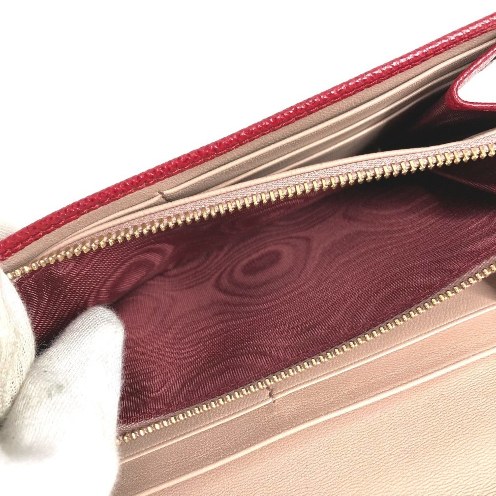 Bvlgari BVLGARI Logo Clip Bifold Flap Long Wallet Leather Men's Women's Red Size ONE SIZE - 8 Thumbnail