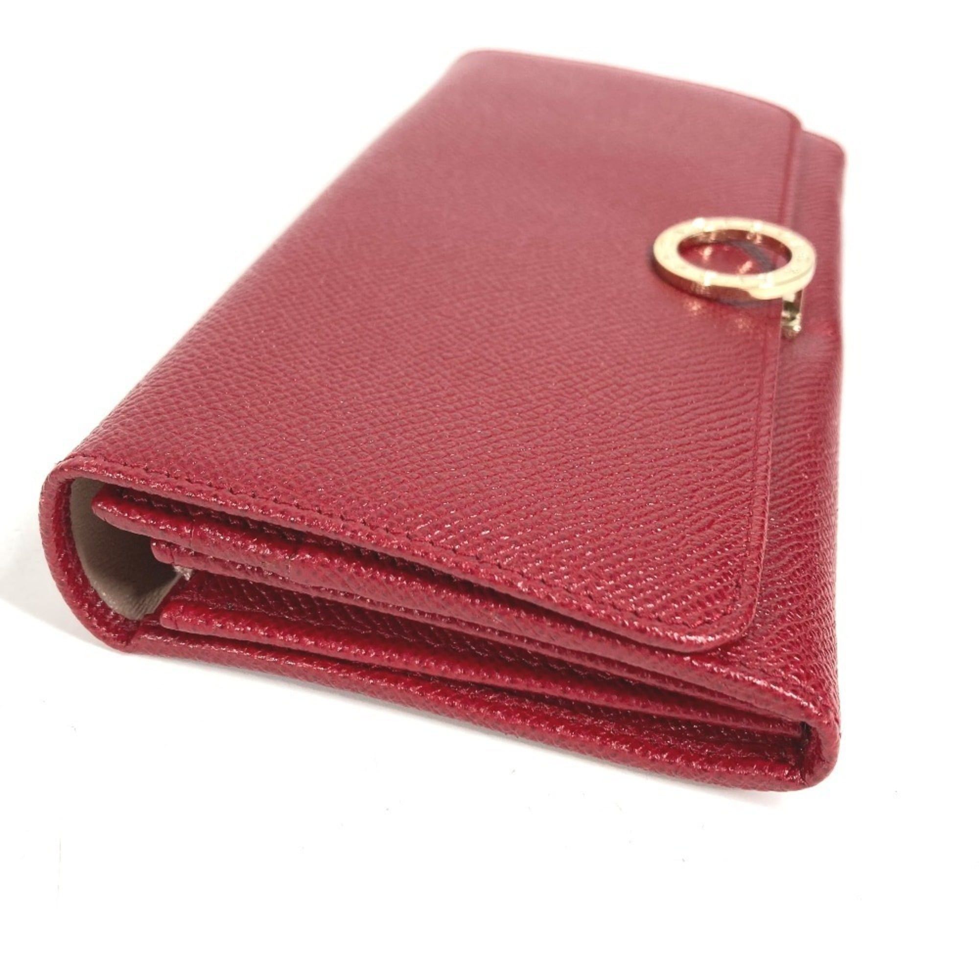 Bvlgari BVLGARI Logo Clip Bifold Flap Long Wallet Leather Men's Women's Red Size ONE SIZE - 4 Thumbnail