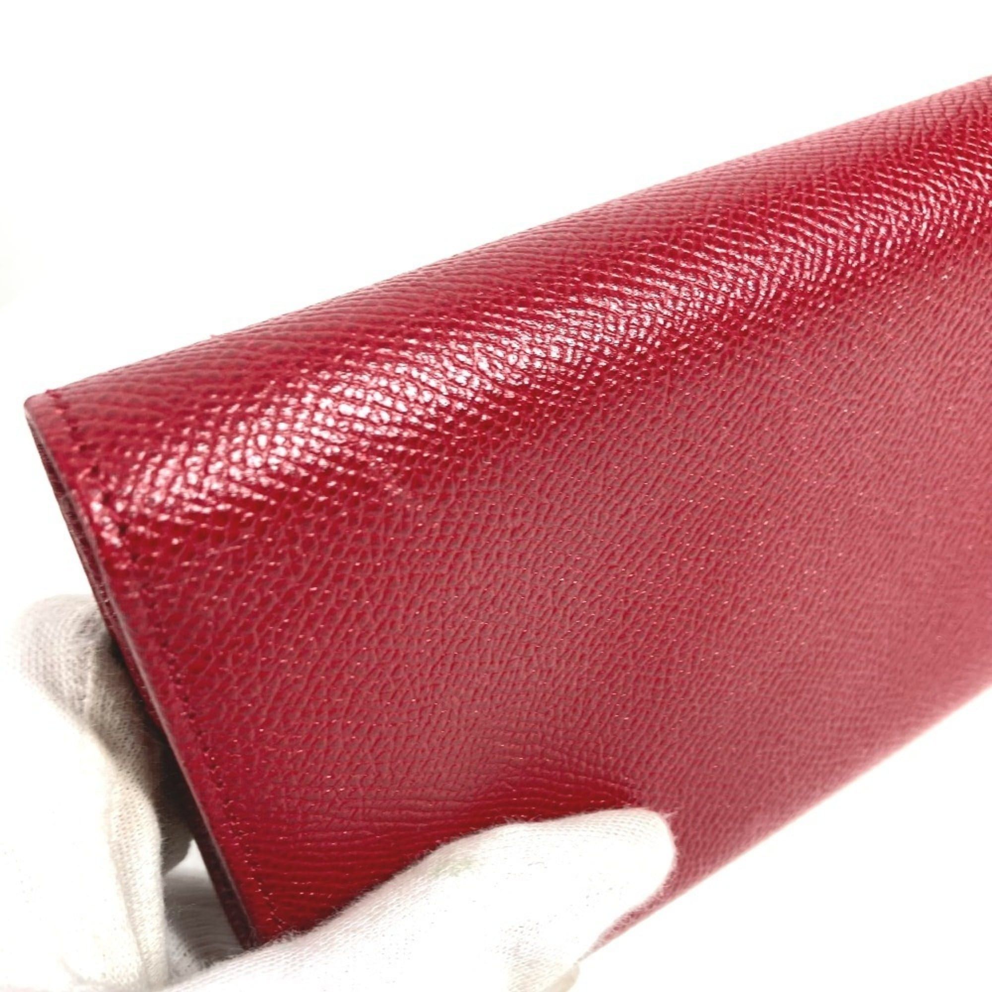 Bvlgari BVLGARI Logo Clip Bifold Flap Long Wallet Leather Men's Women's Red Size ONE SIZE - 7 Thumbnail
