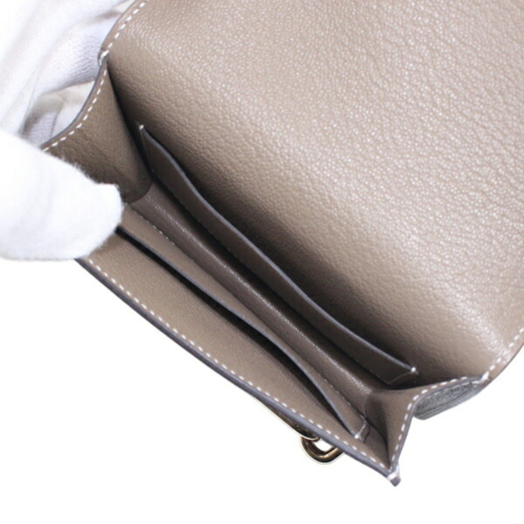 Hermes Hermes Hermès Lauris Wallet, Etoupe Chevre Mysore Leather Compact Wallet/Coin Case for Women, T6109 Size ONE SIZE - 9 Thumbnail