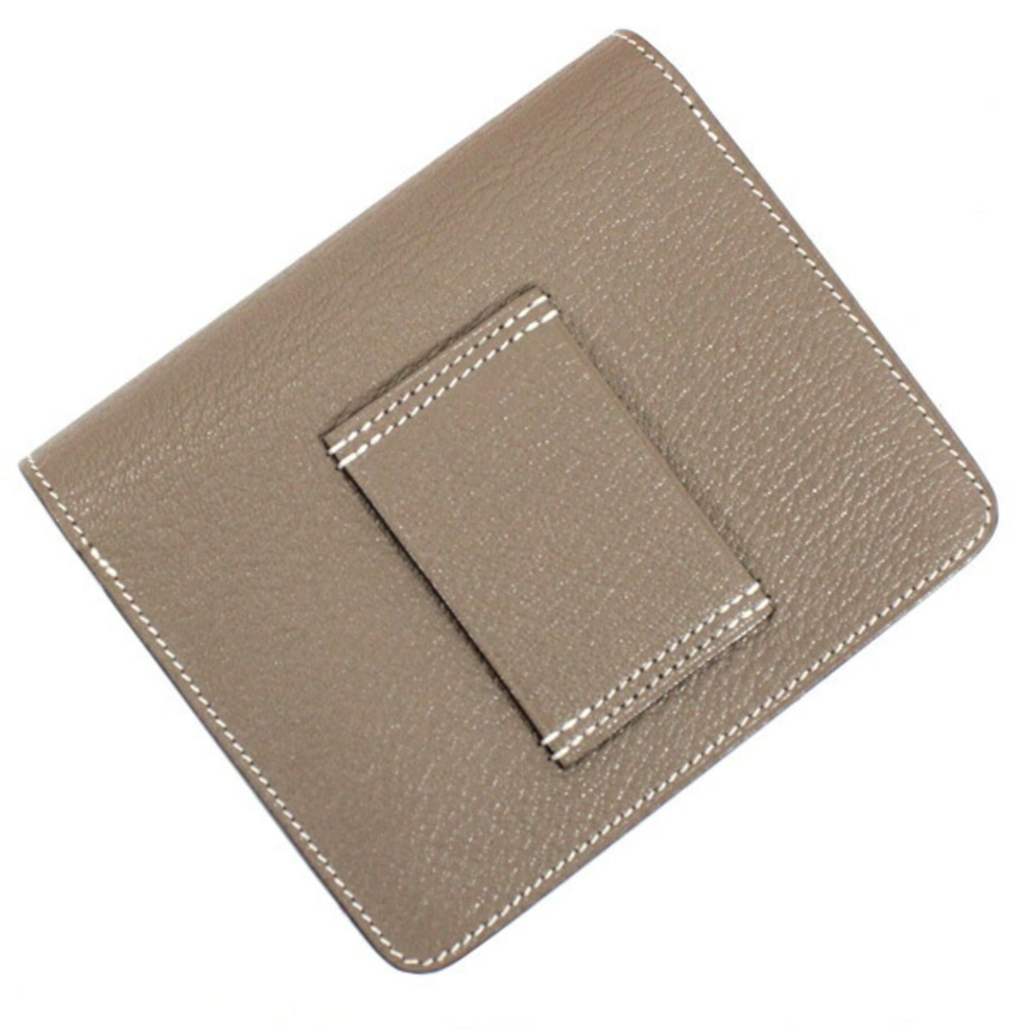 Hermes Hermes Hermès Lauris Wallet, Etoupe Chevre Mysore Leather Compact Wallet/Coin Case for Women, T6109 Size ONE SIZE - 2 Thumbnail