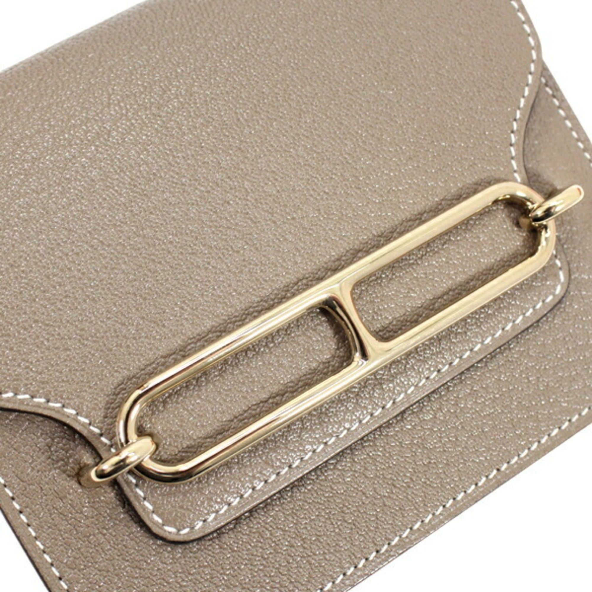 Hermes Hermes Hermès Lauris Wallet, Etoupe Chevre Mysore Leather Compact Wallet/Coin Case for Women, T6109 Size ONE SIZE - 4 Thumbnail