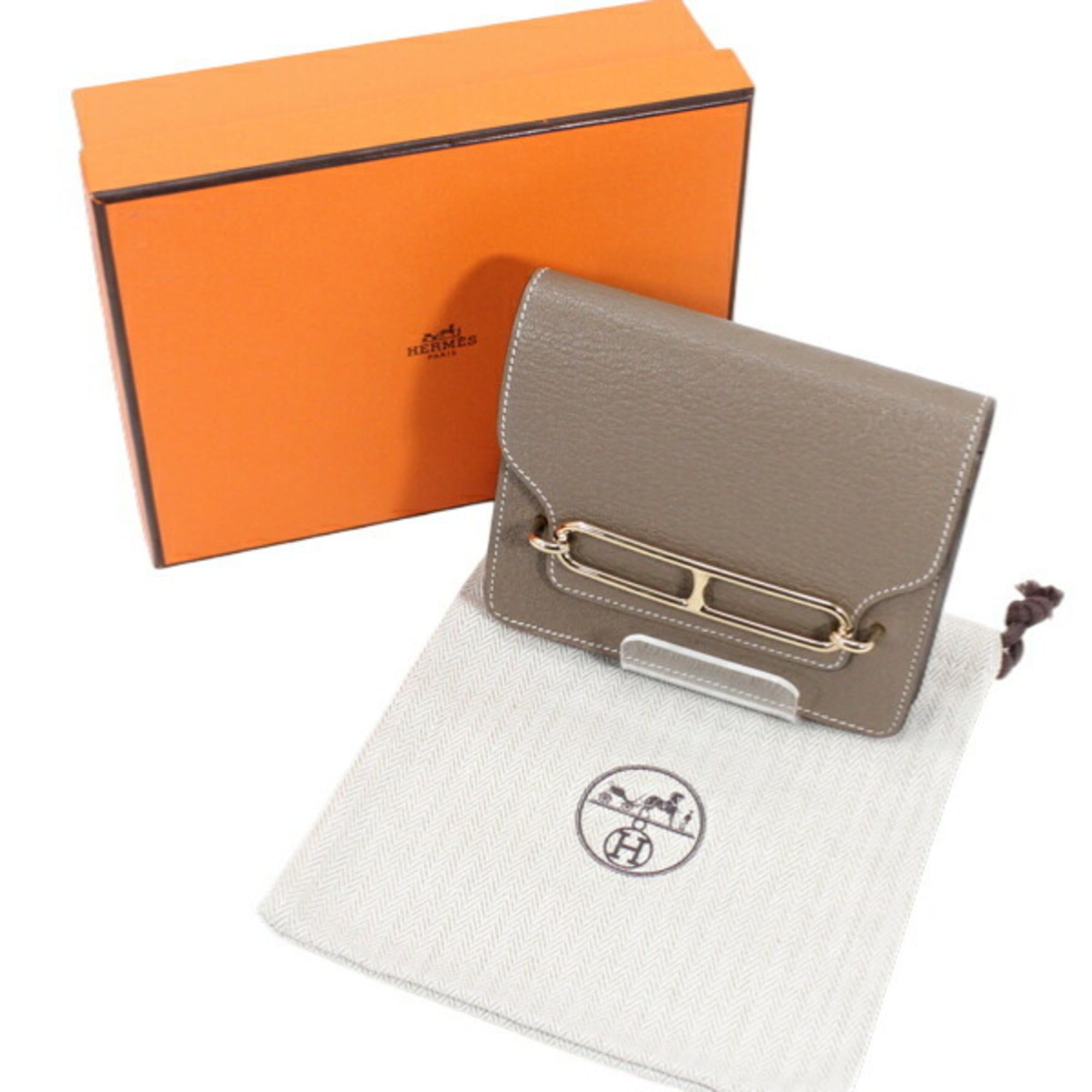 Hermes Hermes Hermès Lauris Wallet, Etoupe Chevre Mysore Leather Compact Wallet/Coin Case for Women, T6109 Size ONE SIZE - 11 Thumbnail