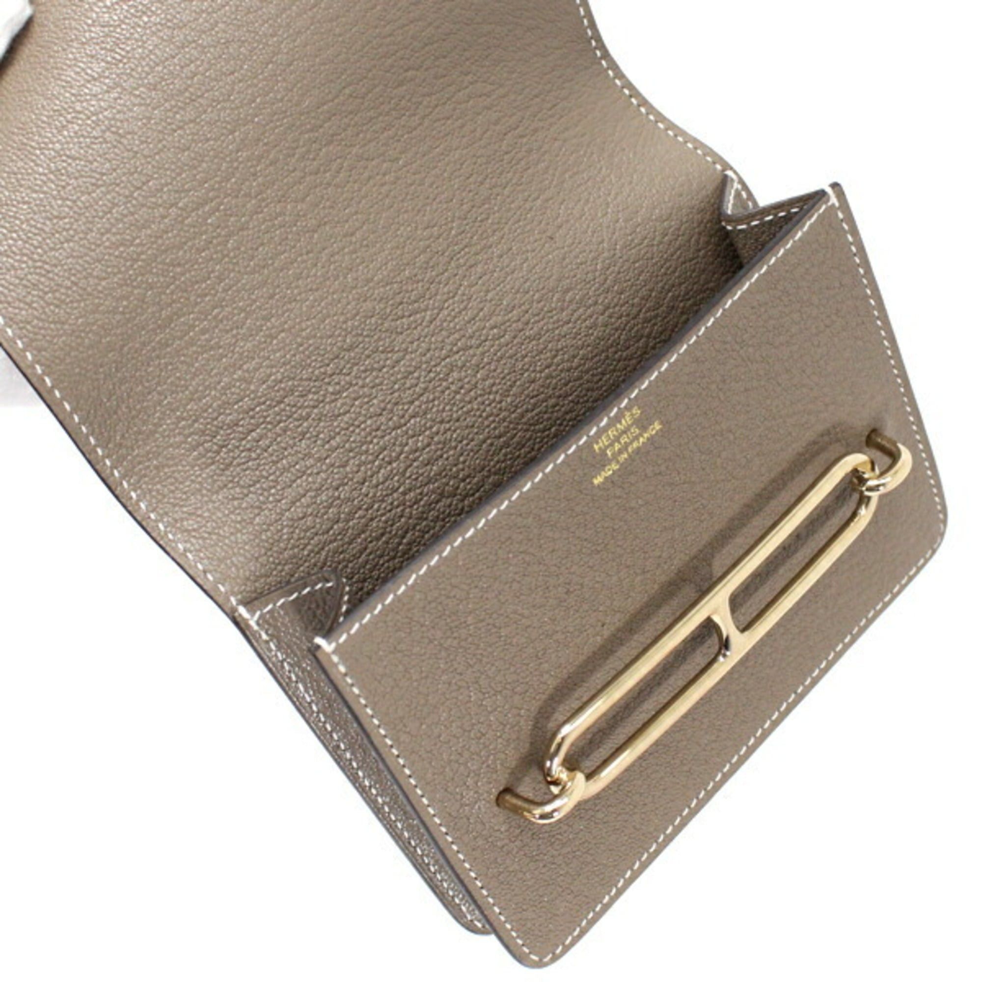 Hermes Hermes Hermès Lauris Wallet, Etoupe Chevre Mysore Leather Compact Wallet/Coin Case for Women, T6109 Size ONE SIZE - 8 Thumbnail