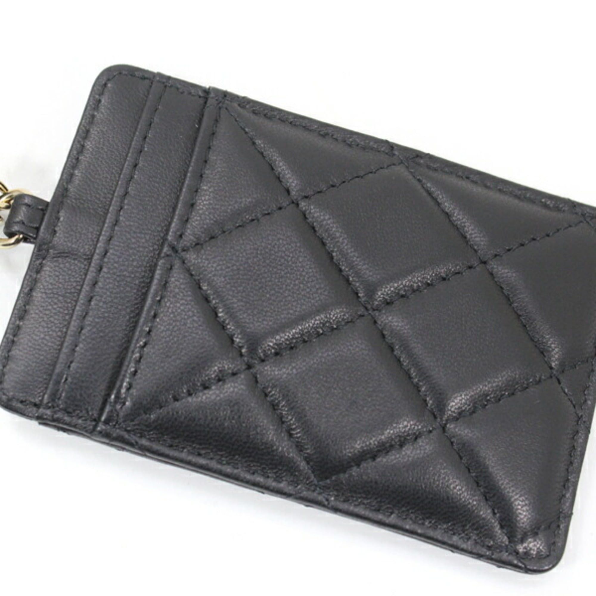 Chanel CHANEL Business Card Case/Card Holder with Chain Strap, Lambskin, Black, Coco Mark, Matelasse, A01745, T6120 Size ONE SIZE - 7 Thumbnail